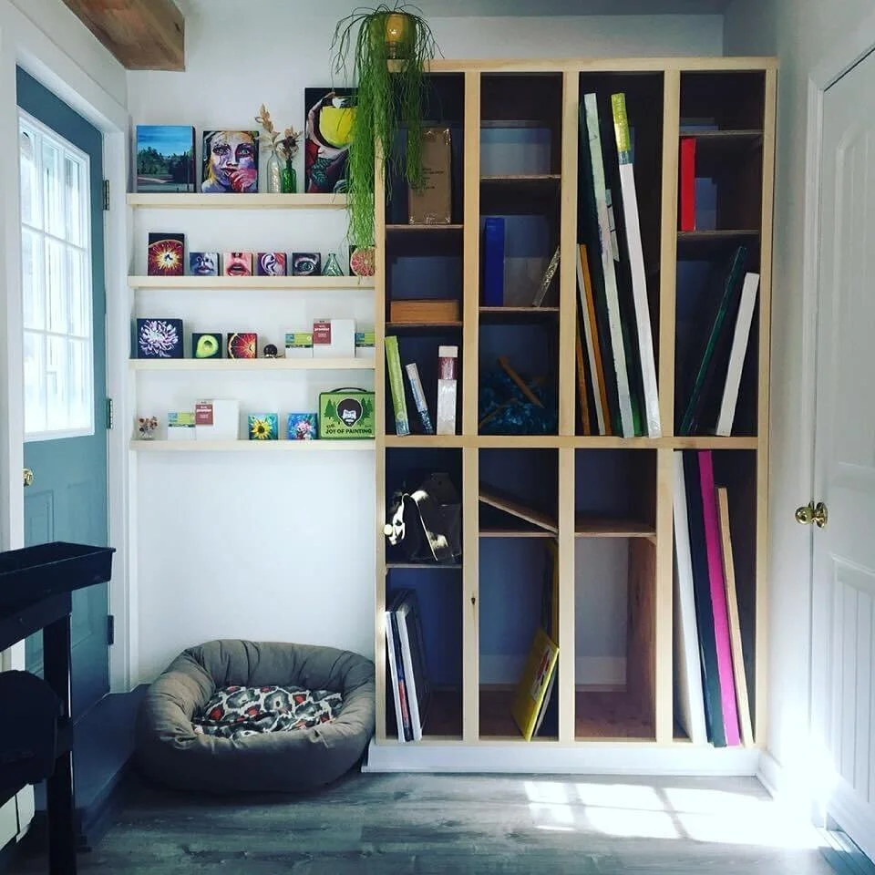 3 years ago I converted my garage into a studio space. It’s been a gift, a safe space and my own little temple of creation since then. I couldn’t be more grateful for this space especially during this pandemic. This shot is the back of my