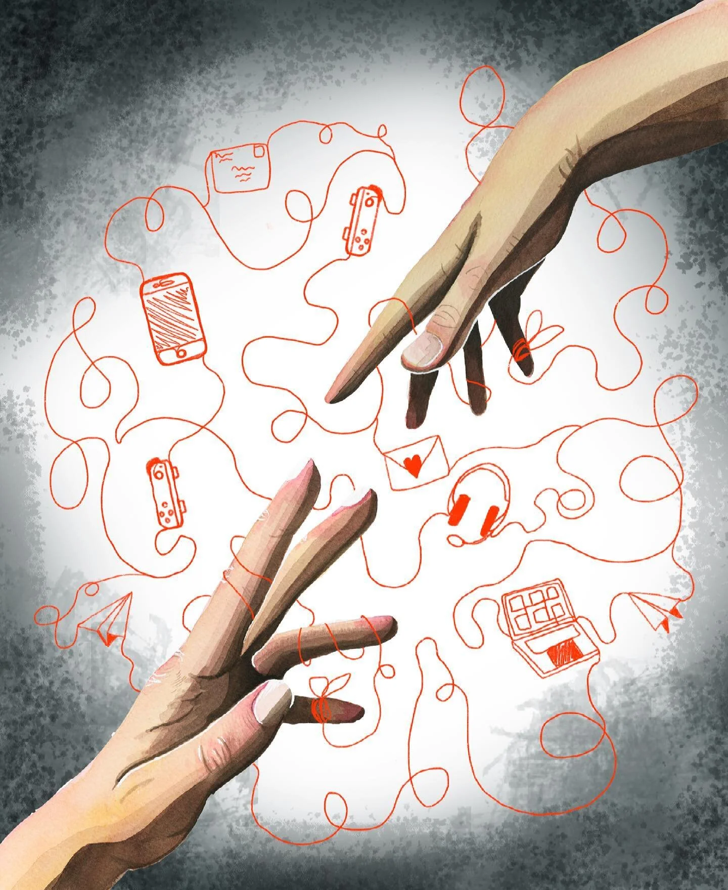 Staying connected during the pandemic has been challenging for everyone. We all feel isolated, and desperate for connection. Through our ties to each other via technology and other means of communication we stay social but still distant. ❤️ This piec