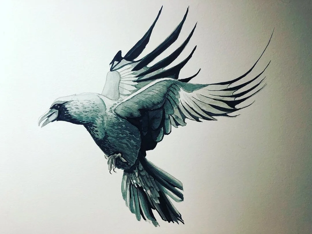 Birbs. Birbs are cool. And these ravens made me fall in love with painting birds. I made these over a year ago for a project called “Field Guide To The Fae of The White Mountains”. It’s a project that I really want to put more time