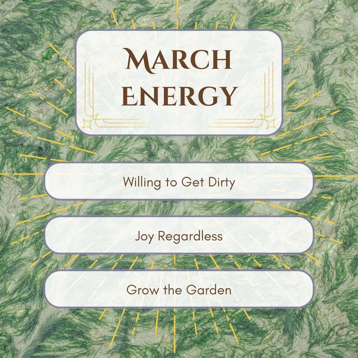 This month feels pretty straight-forward in its presence. It feels like a tipping point - not externally, but like we all collectively agree that we are internally done with waiting and are ready to jump in ourselves.

The pretense and division will 