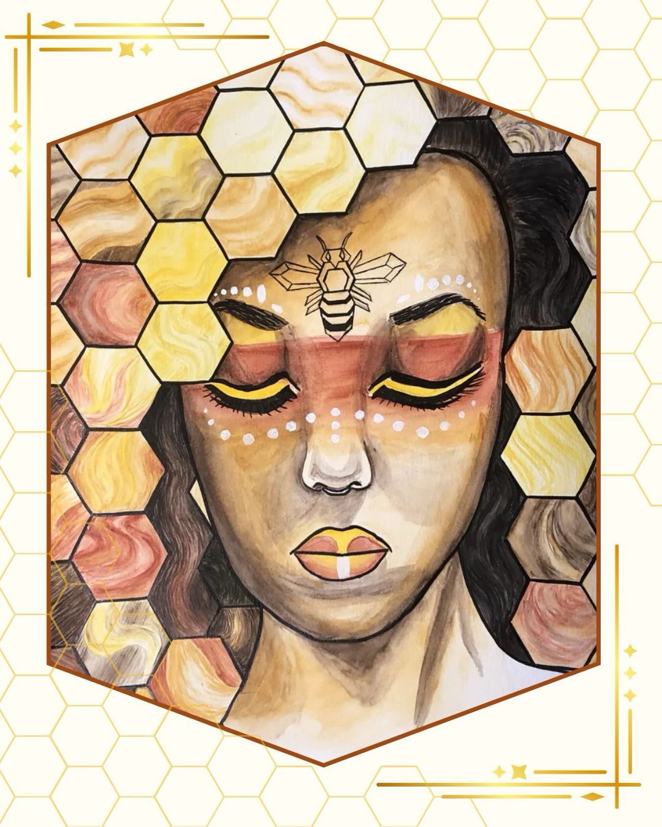 Putting in the good work
Soaking in the sunshine
Finding my groove in community

If you can&rsquo;t find the gold in life, you make it

Detail of &ldquo;Queen,&rdquo; watercolor, 2019. Original sold, limited edition prints available on website