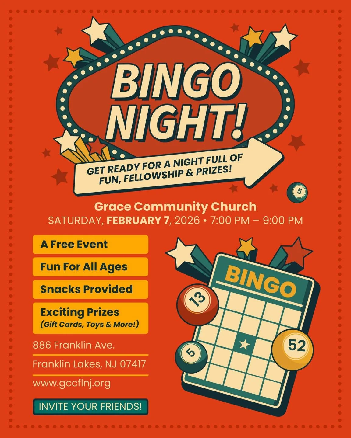 Looking for something warm and fun to do tonight?

Bring the whole family and join us from 7:00&ndash;9:00 PM for a night full of fun, fellowship, and prizes! This is a free community event, and snacks will be provided, so bring yourself (and maybe y
