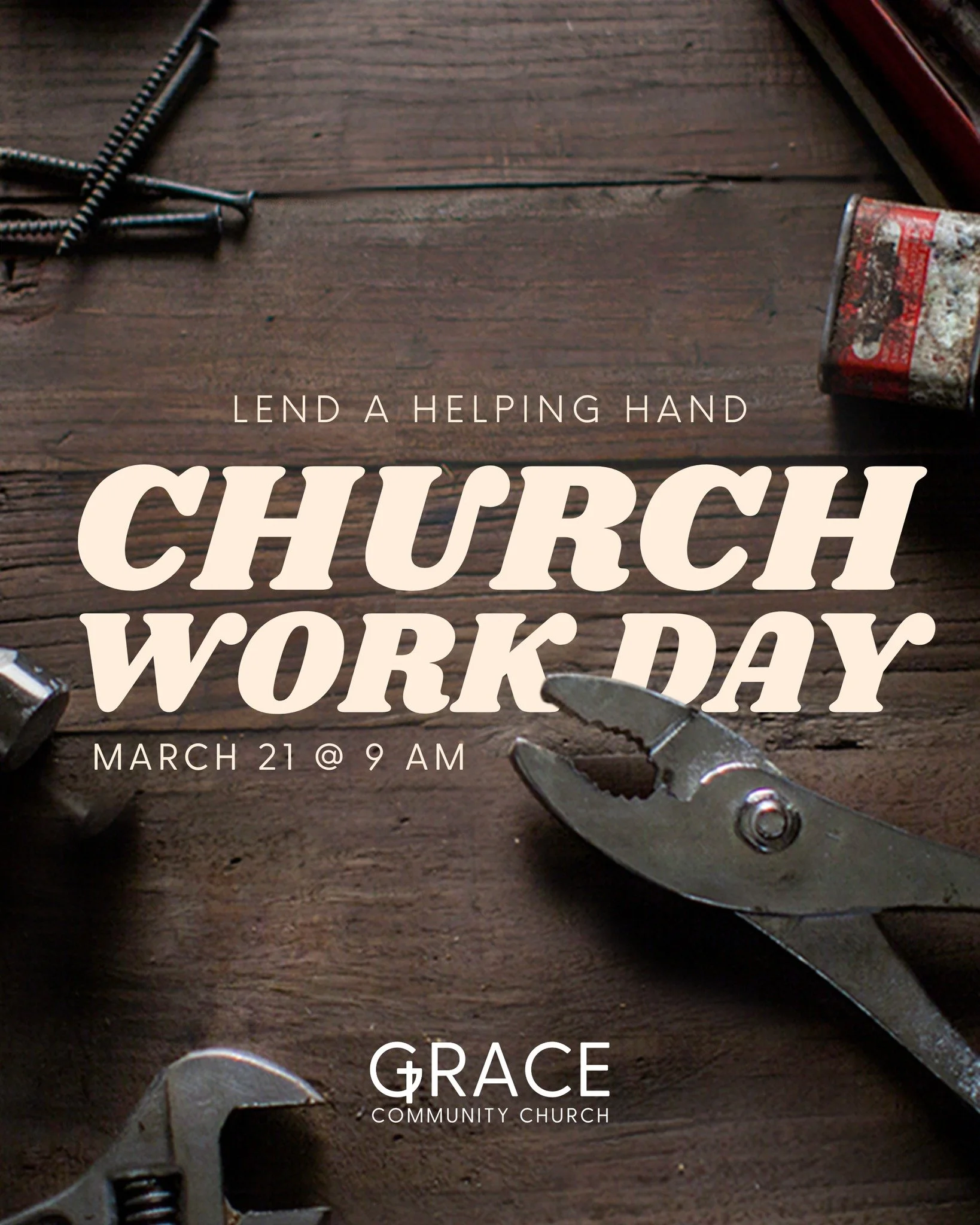 🛠️ Church Work Day &ndash; This Saturday!

Join us this Saturday starting at 9:00 AM as we come together to prepare our church for all of our upcoming Easter events!

We&rsquo;ll kick off the morning with coffee and bagels, then get to work cleaning