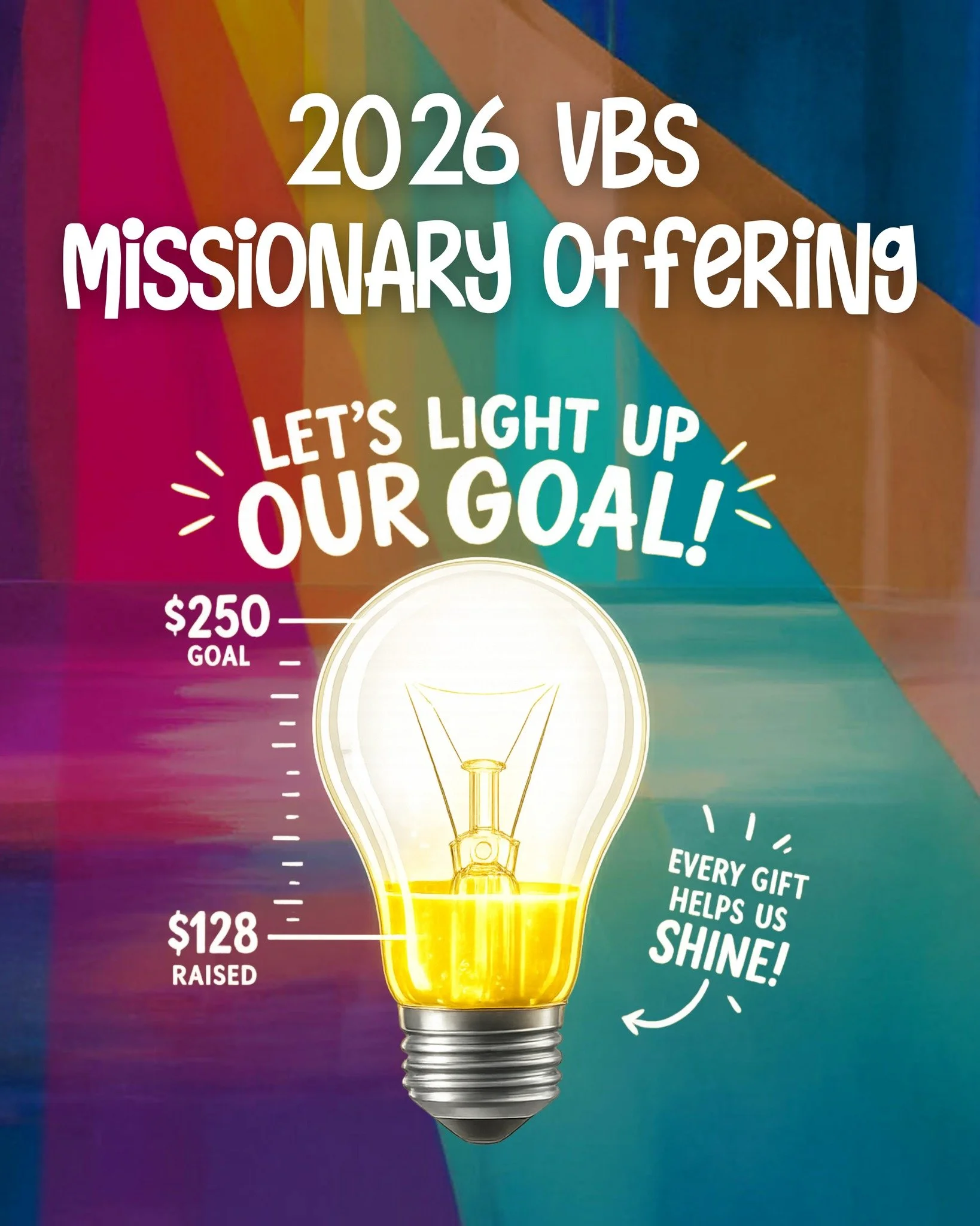 💡 HELP US LIGHT UP OUR MISSIONARY GOAL! 🌎✨

This week at VBS, our kids have been learning about shining the light of Jesus and they&rsquo;ve also been putting that into action! Each night, they&rsquo;ve been bringing in donations to place in our Mi