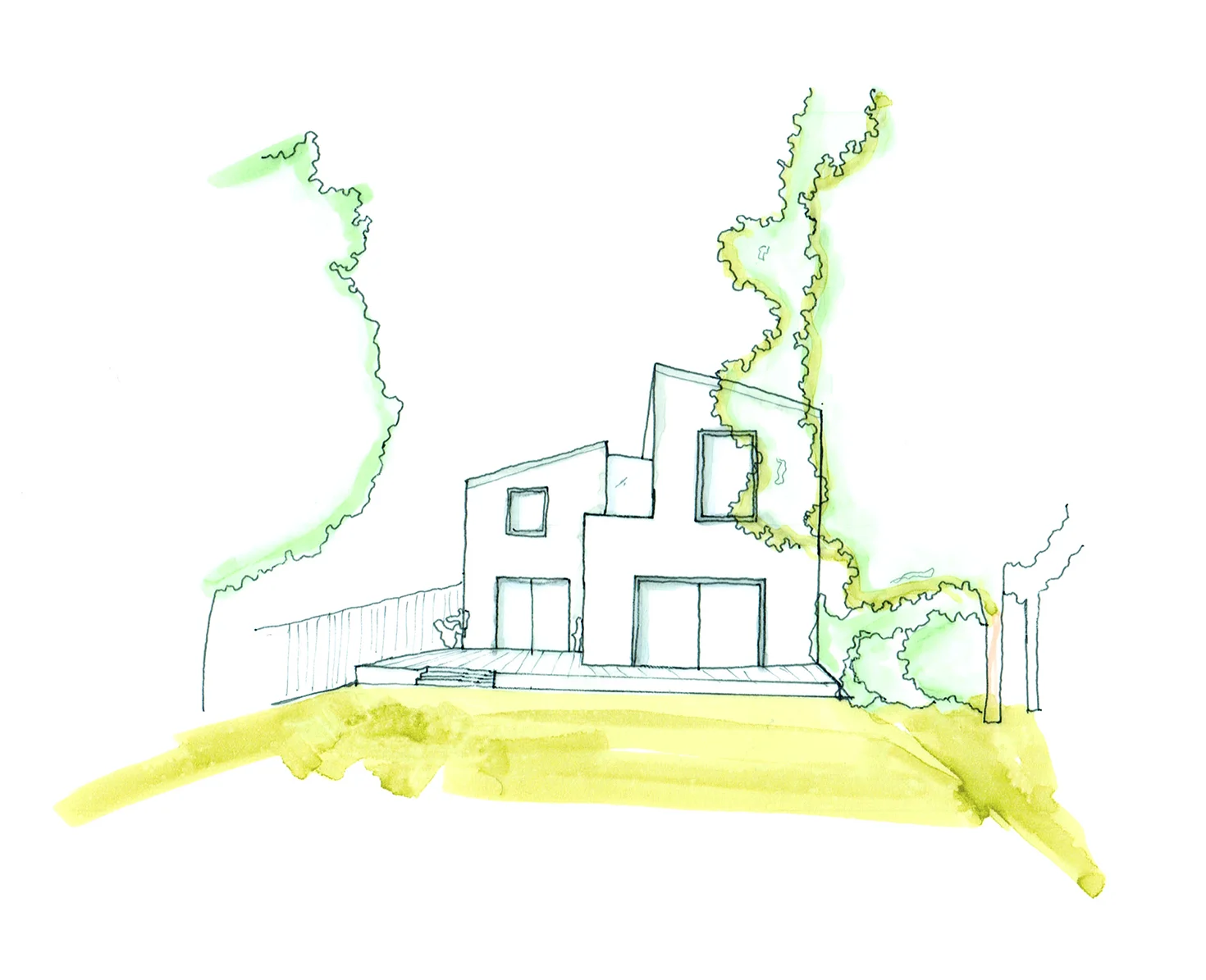 initial concept sketch of rear elevation