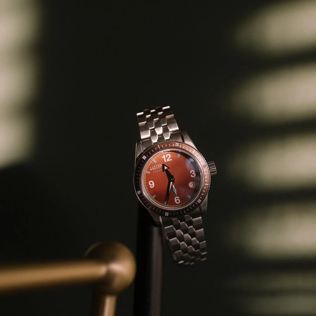 The Lomax is still the most comfortable, wearable dive watch in existence. And the rust dial adds just the right amount of character &mdash; warm, a little rugged, and impossible to mistake for anything else.
https://havenwatchco.com/shop/the-lomax