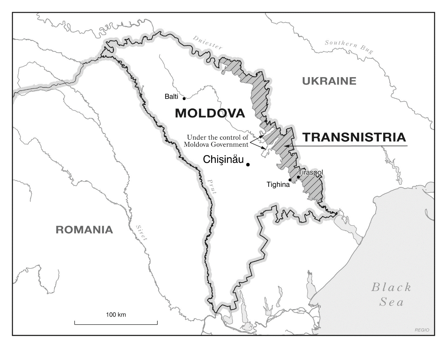 Map of Transnistria and Moldova today
