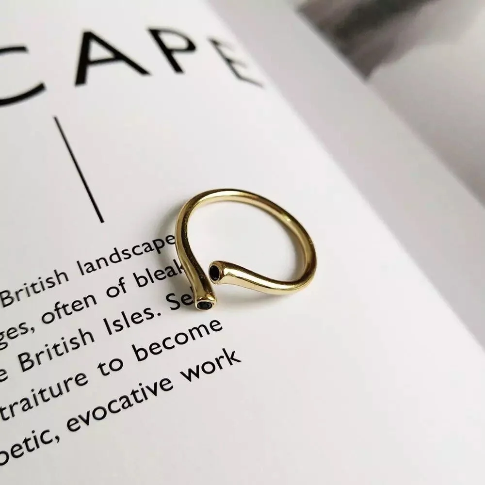 Gold Ring with Black Stones