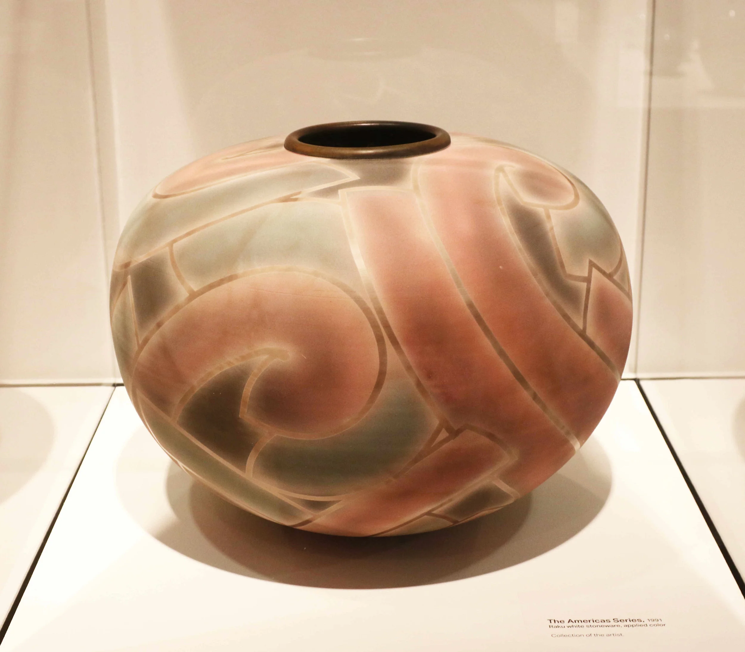 Michael Sherrill, The American Series, 1991. Raku white stoneware, applied color.