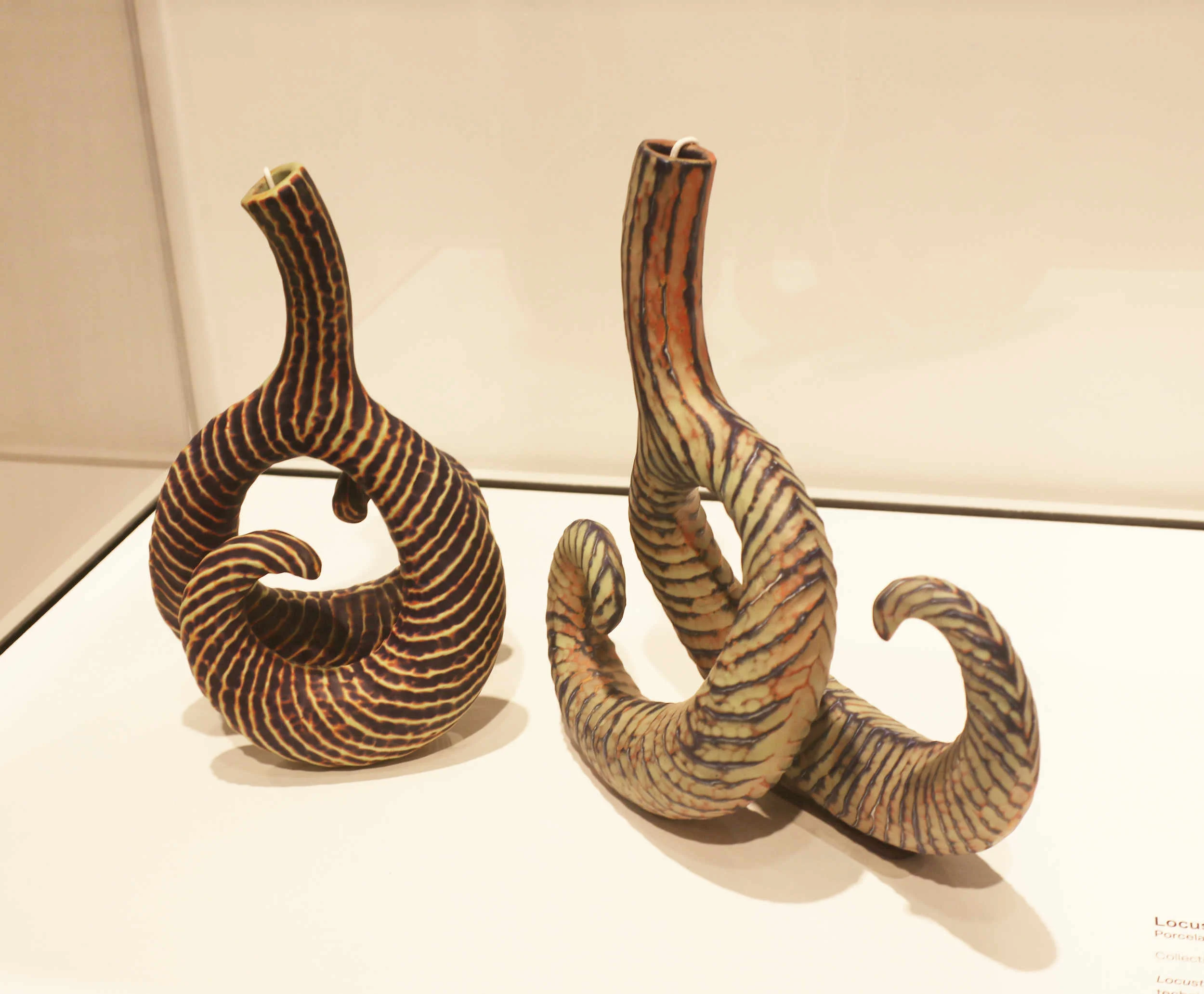 Michael Sherrill, Locust Bottles, 1999. Porcelain, abraded glaze.