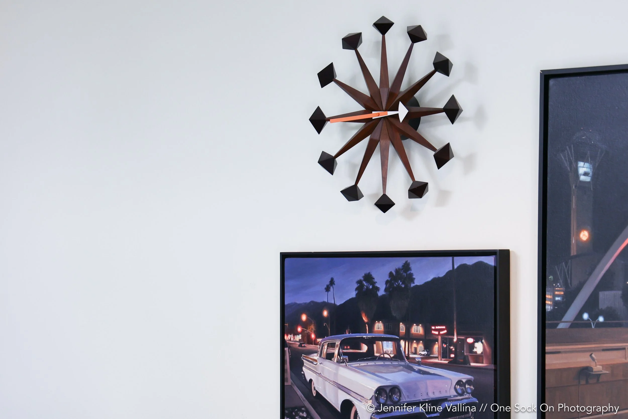 MCM groovey 1960s clock nelson polygon clock wall art vintage cars