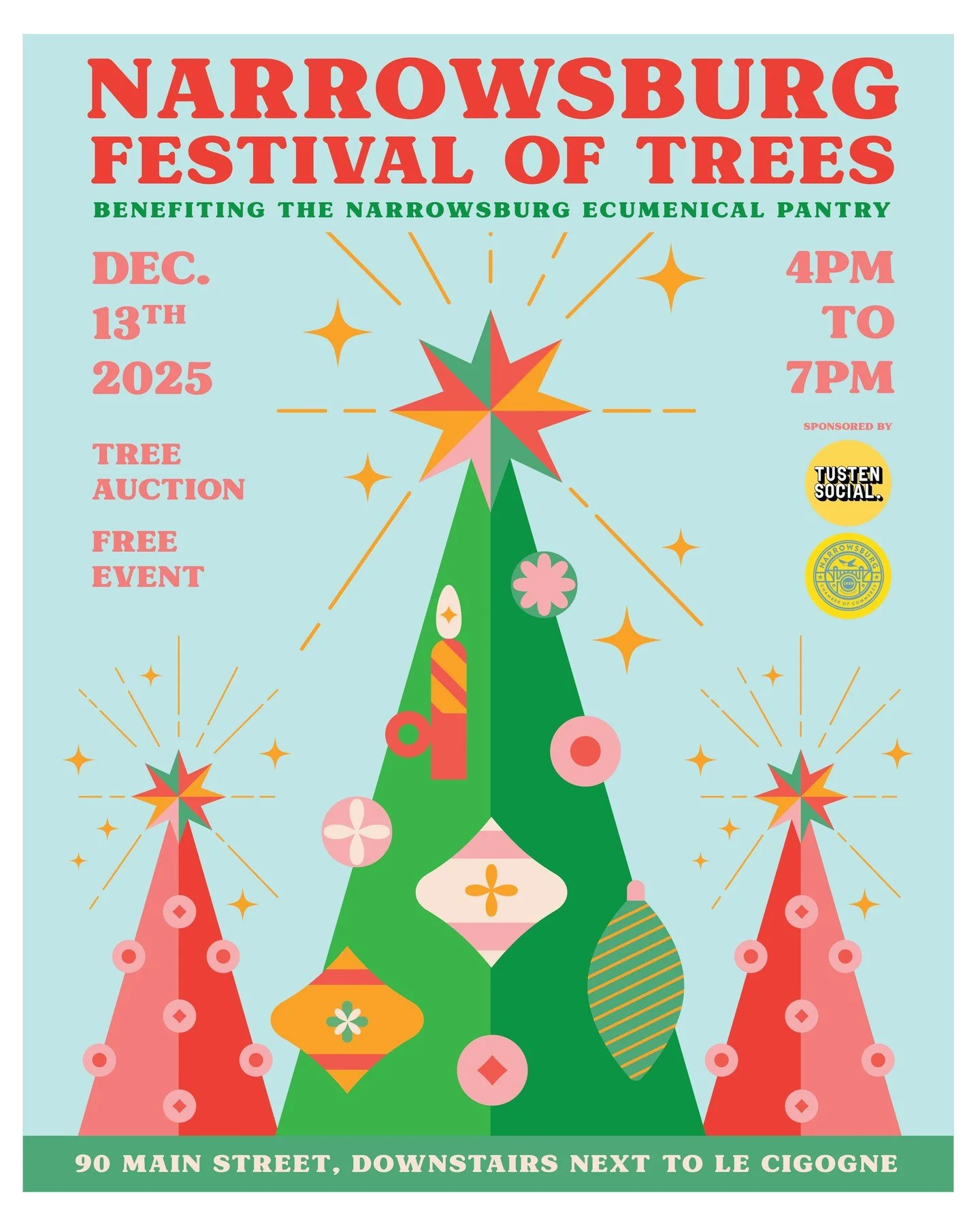 🎄 Festival of Trees Auction &mdash; Today! 

🗓 Saturday, December 13 | 4&ndash;7 PM
📍 Outside Tusten Social &amp; @lacigogneny 
90 Main Street, Narrowsburg, NY

Come see beautifully decorated trees by local Narrowsburg businesses and place a bid&m