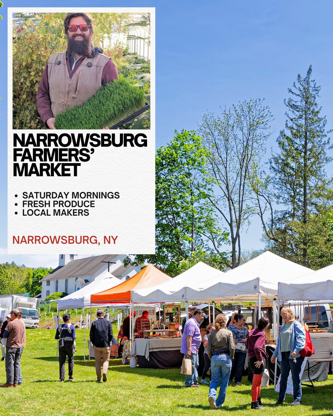 Narrowsburg is waking back up for the season 🌿⁠
⁠
This Saturday marks the return of the Narrowsburg Farmers Market &mdash; one of those sure signs that spring has really arrived. Expect fresh produce, baked goods, flowers, local makers, friendly fac