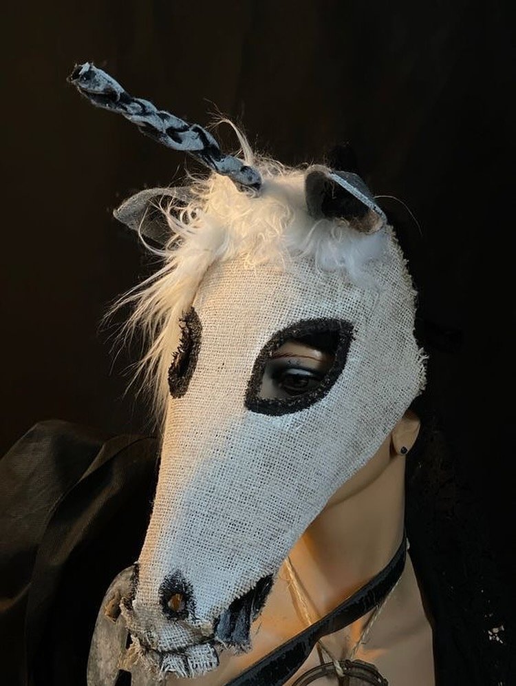 Scary Unicorn Masks #unicorn #maskart #crookedcrowmasks