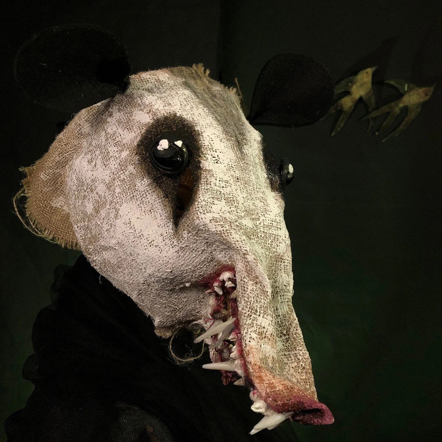 Handmade masks for theater, Halloween, parties, masquerades and fun times #possum #maskart #possumcore #crookedcrowmasks