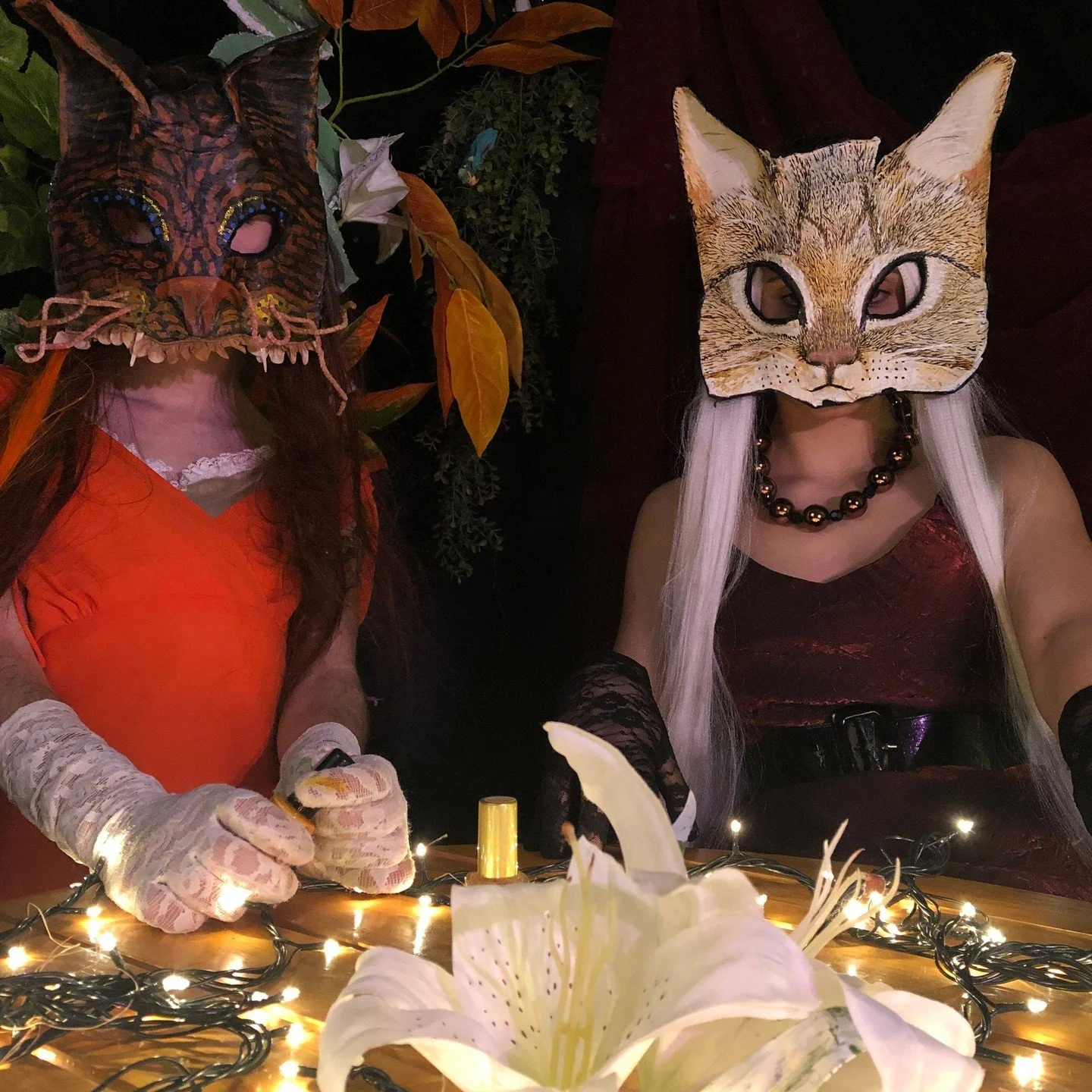 Handmade masks for theater, Halloween, parties, masquerades and fun times #cat #maskart #catmask #crookedcrowmasks