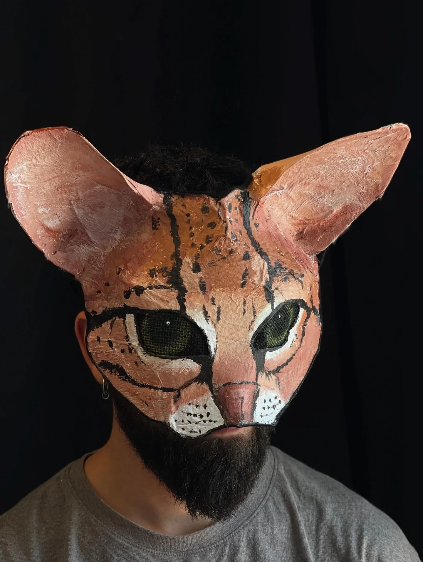 Handmade masks for theater, Halloween, parties, masquerades and fun times #ocelot #maskart #catmask #crookedcrowmasks