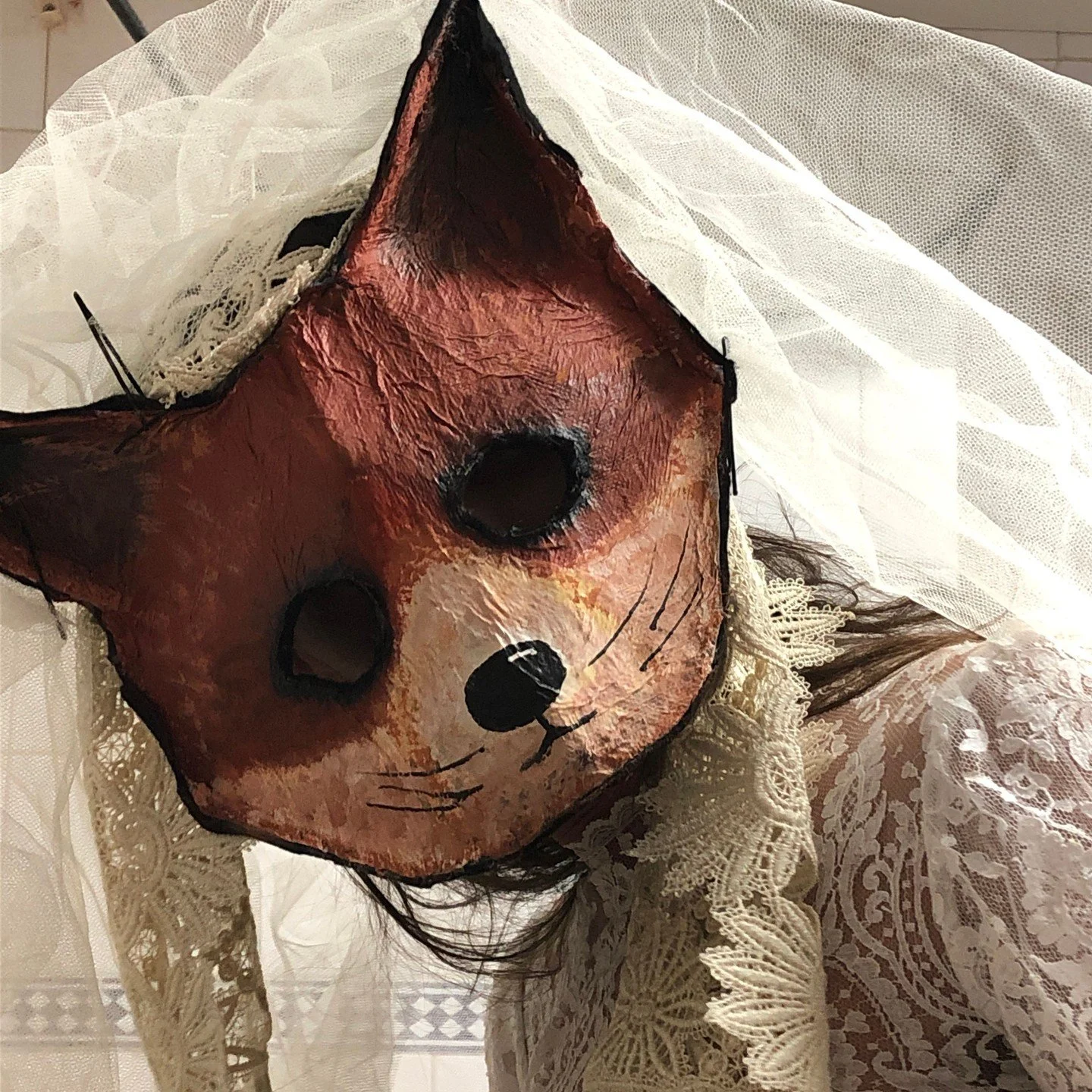 Handmade masks for Photos, movies, Halloween and fun times. #foxmask #crookedcrowmasks dress by #crookedcrowcostumes