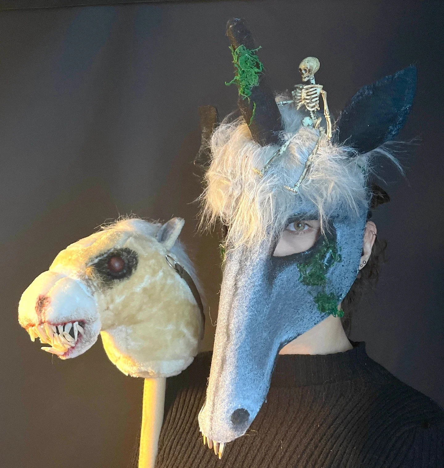 Handmade masks for theater, Halloween, parties, masquerades and fun times #unicorn #maskart #unicornmask #cryptid #crookedcrowmasks