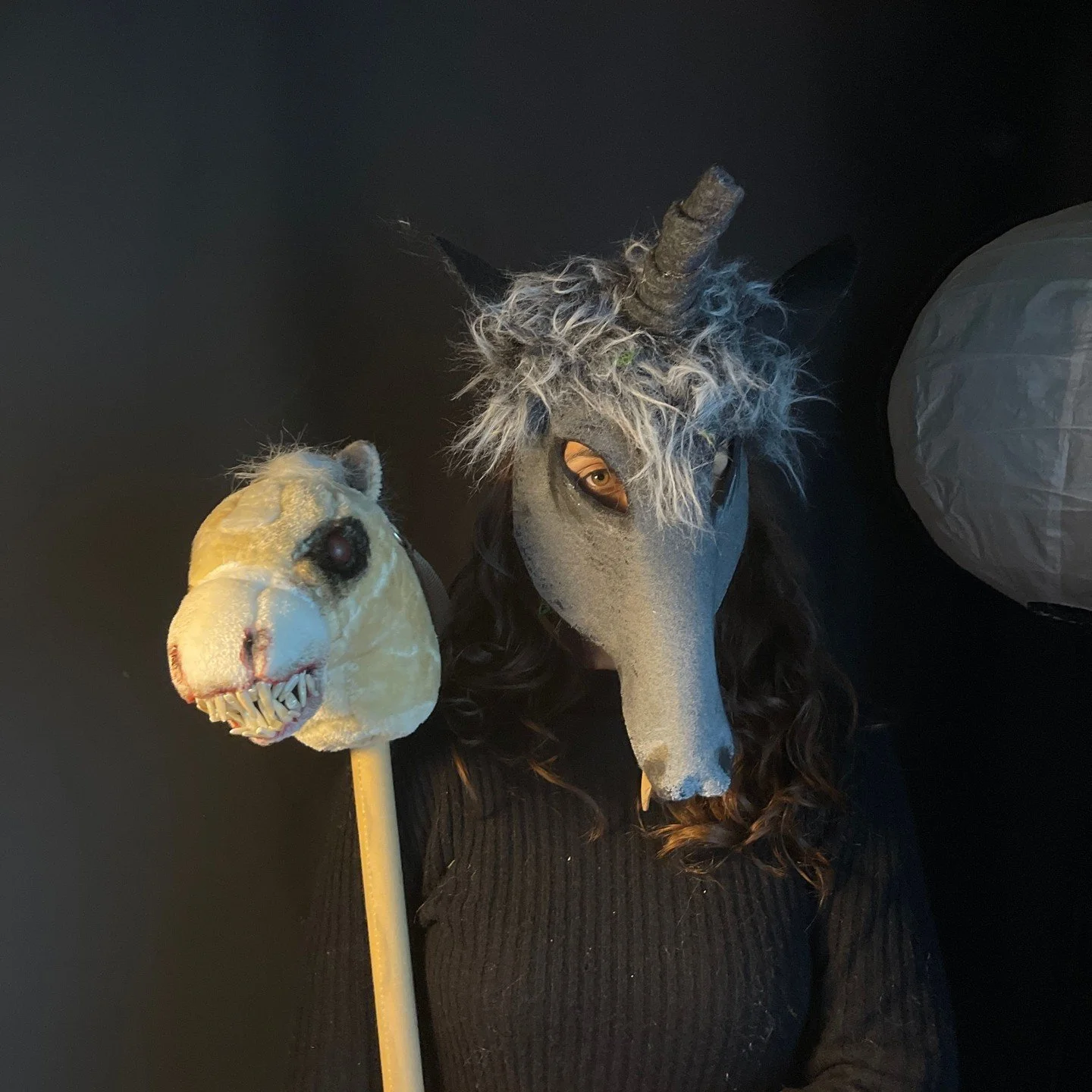 Handmade masks for theater, Halloween, parties, masquerades and fun times #unicorn #maskart #unicornmask #cryptid #crookedcrowmasks