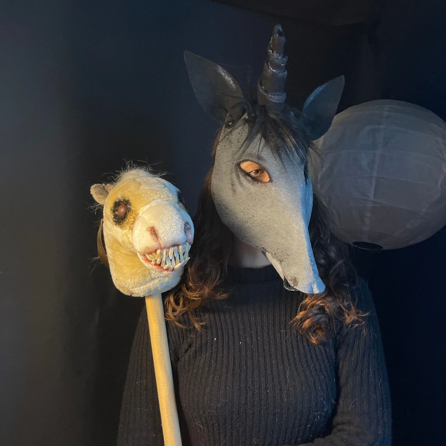 Handmade masks for theater, Halloween, parties, masquerades and fun times #unicorn #maskart #unicornmask #cryptid #crookedcrowmasks