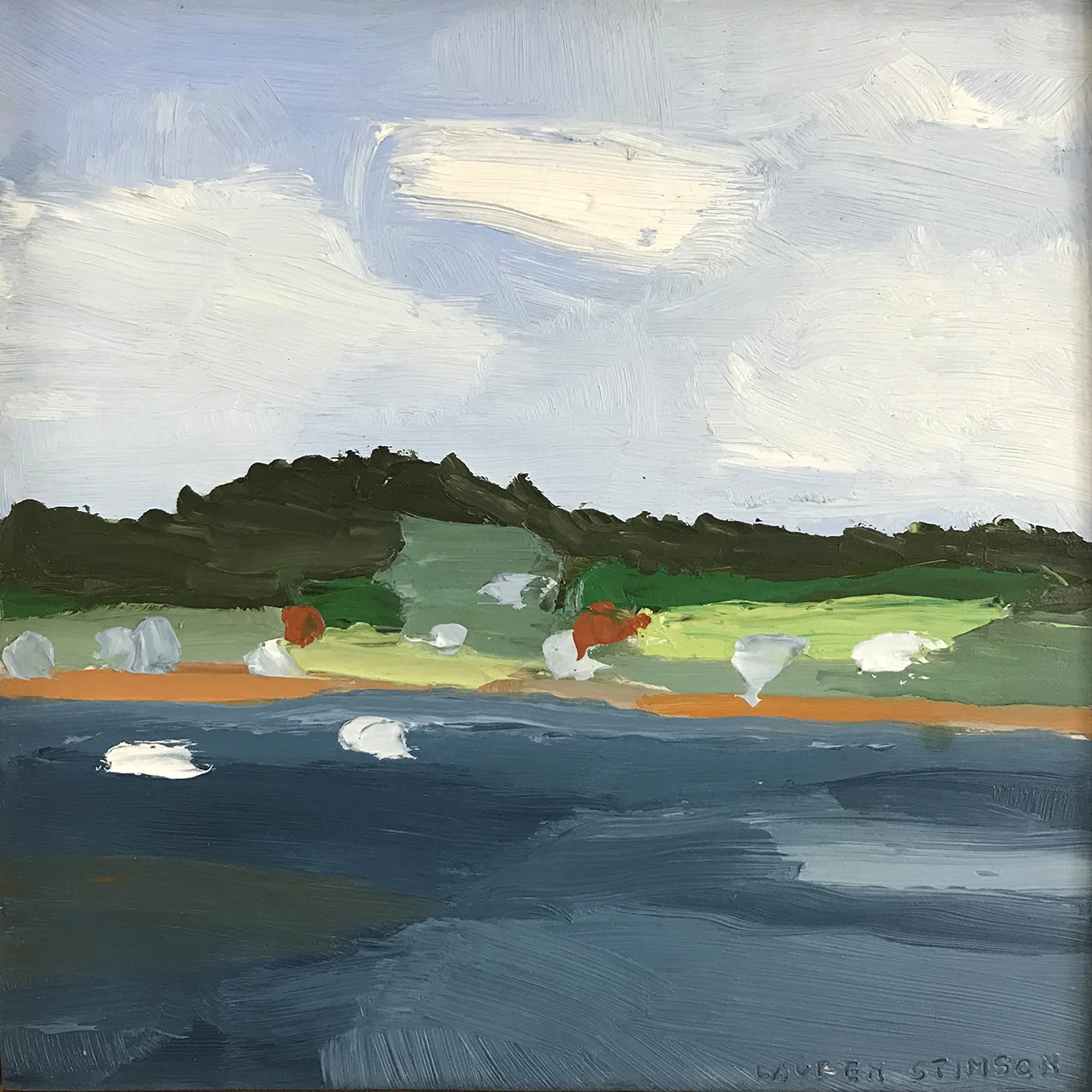 Bartlett's Harbor from the Red House. Oil on wood, 8"x8". 
