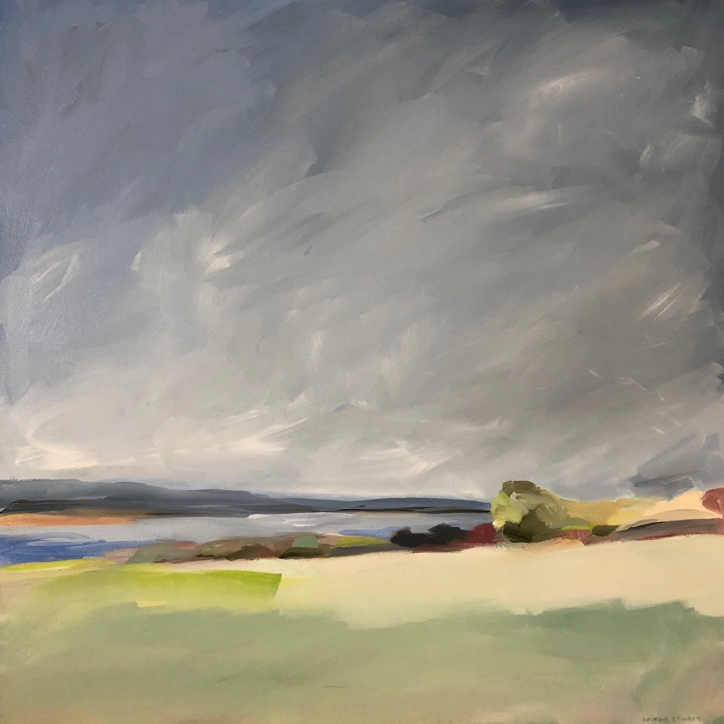  Turner Farm, Early Autumn, Across Fox Island Thoroughfare, North Haven Island, Maine. Oil on linen, 30” x 30”. 