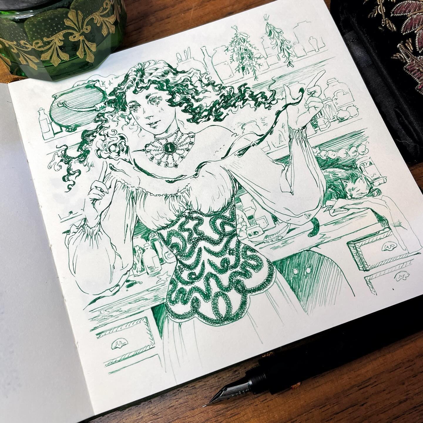 @drawtober number 3 was Witch! Playing catch up a bit but not sure if I will get to this week&rsquo;s actual prompt XD 
Same sketchbook ink and pen! I had fun with this one 🎃