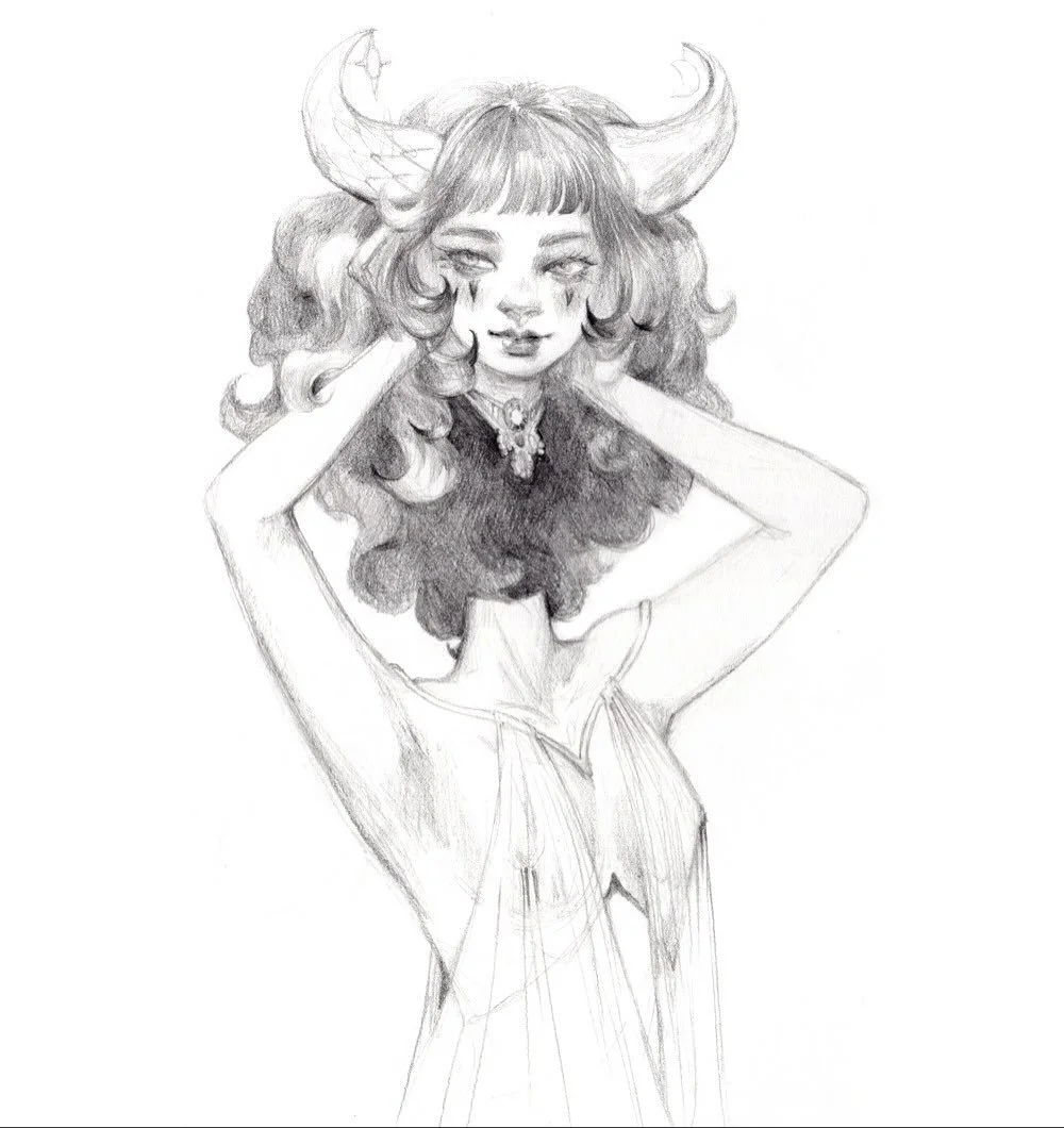 An old graphite sketch that I still love.
Sometimes I feel terrible about what I make and my lack of ideas but I just have to look back at my piles of sketchbooks and it&rsquo;s like wow, I have a lot of ideas and maybe I don&rsquo;t actually suck 😛