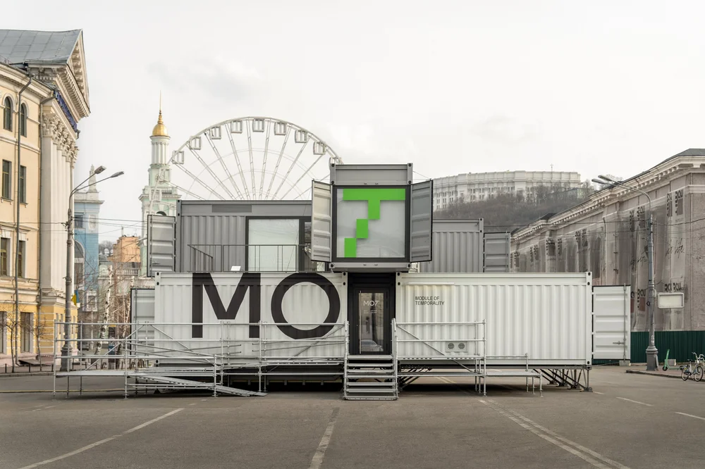 MOT temporary cultural space built from cargo containers — balbek bureau