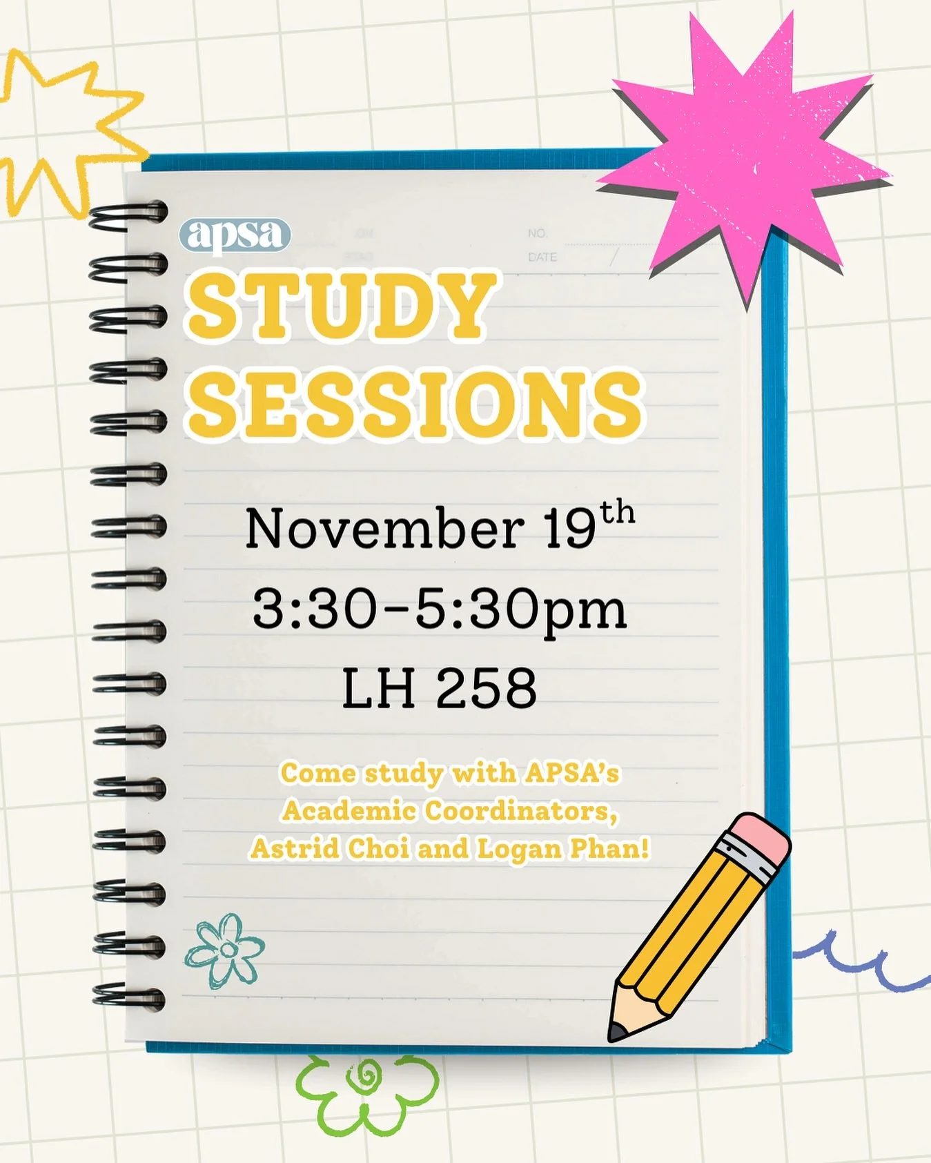It&rsquo;s time to LOCK IN 🔒‼️ Join APSA&rsquo;s Academic Coordinators, Astrid Choi and Logan Phan, at LH 258 next Wednesday for a STUDY SESSION ✏️📓

Whether you need to study for that upcoming exam, complete homework assignments, or just want to h