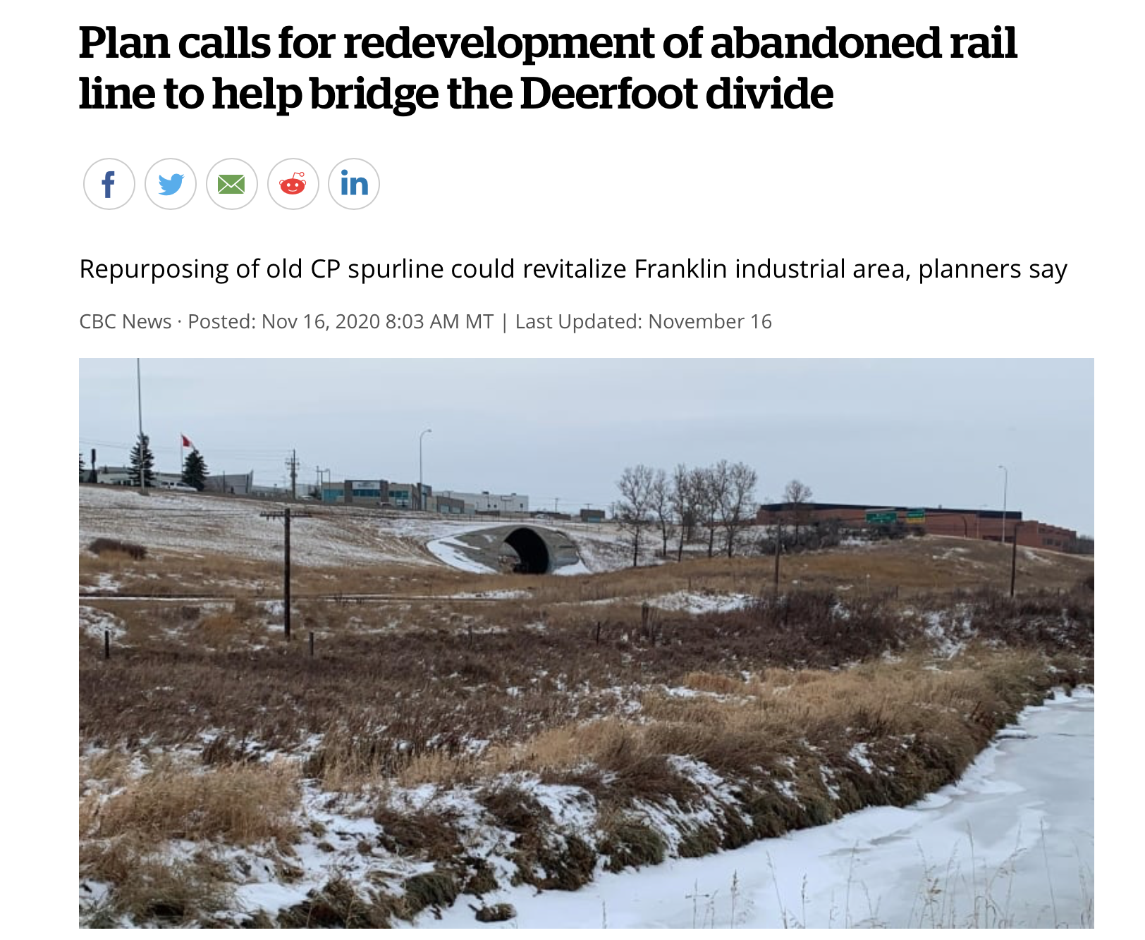 Plan calls for redevelopment of abandoned rail line to help bridge the Deerfoot divide