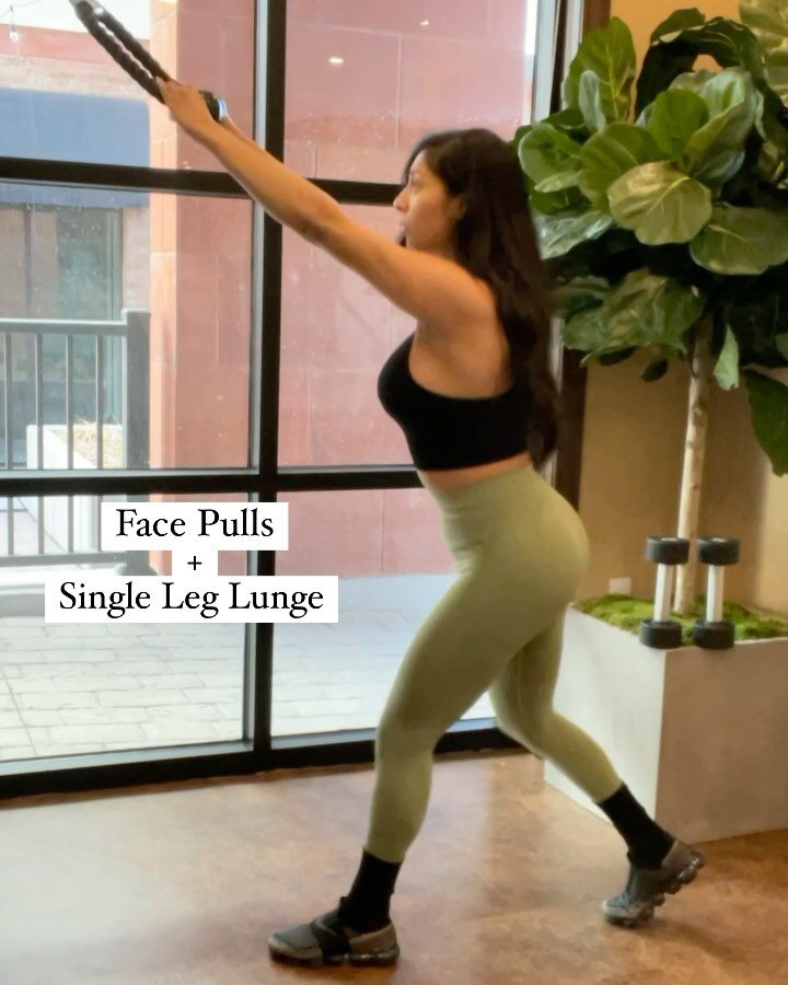 Ladies, need a quick workout? ⏰ 
Try these three combos that combine two exercises to target both upper and lower body muscles. 💪🏽

✅ First Slide: Targets Upper Back, Shoulders (posterior deltoids) &amp; Legs.
✅2nd Slide: Back, Legs &amp; Booty.
✅3