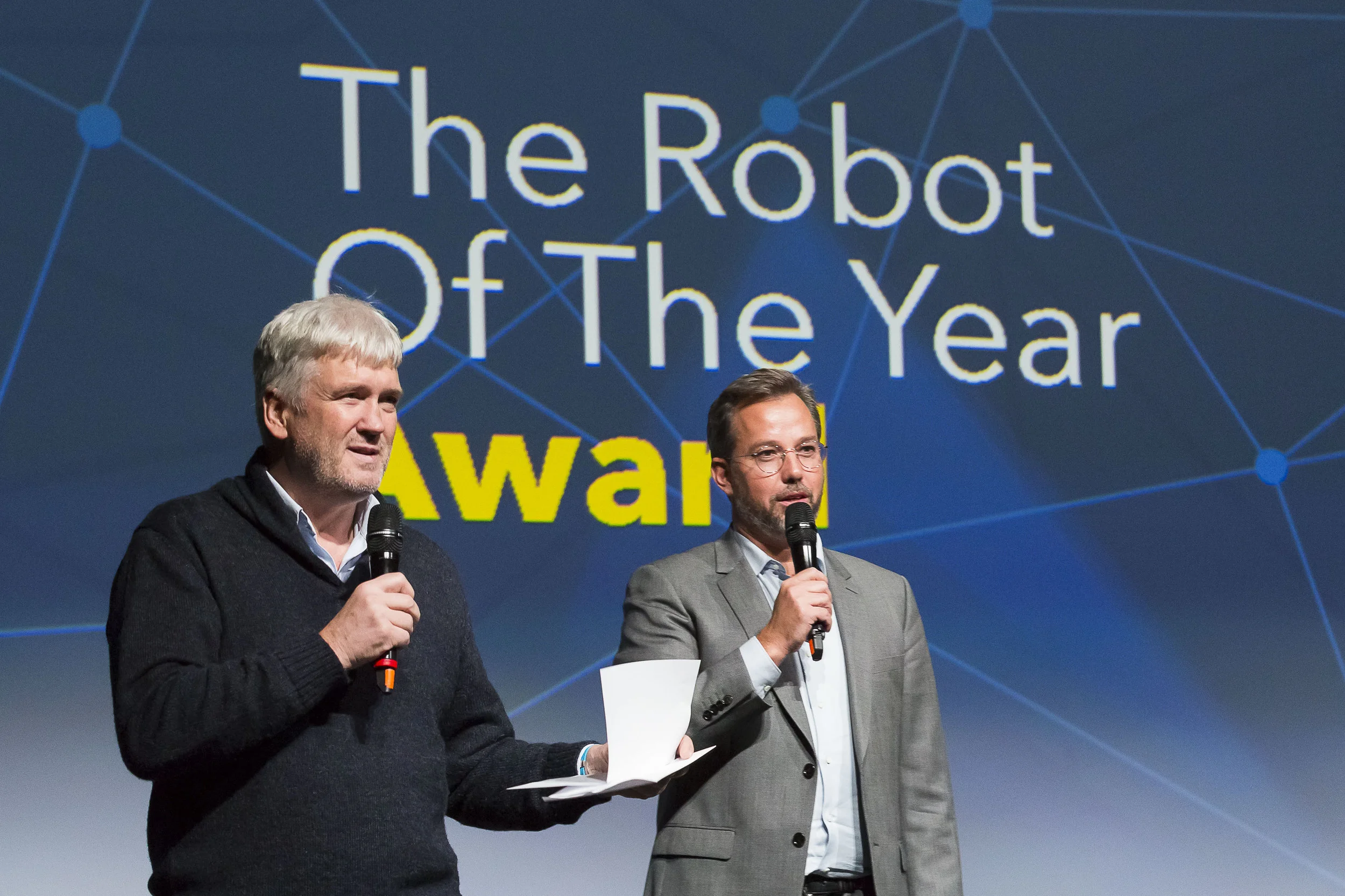 AWARDS CEREMONY - Bruno Maisonnier - Founder of AnotherBrain & mentor of The Robot Of The Year, Philippe Nacson - Founder The Robot Of The Year & founding partner of Ai.VEN