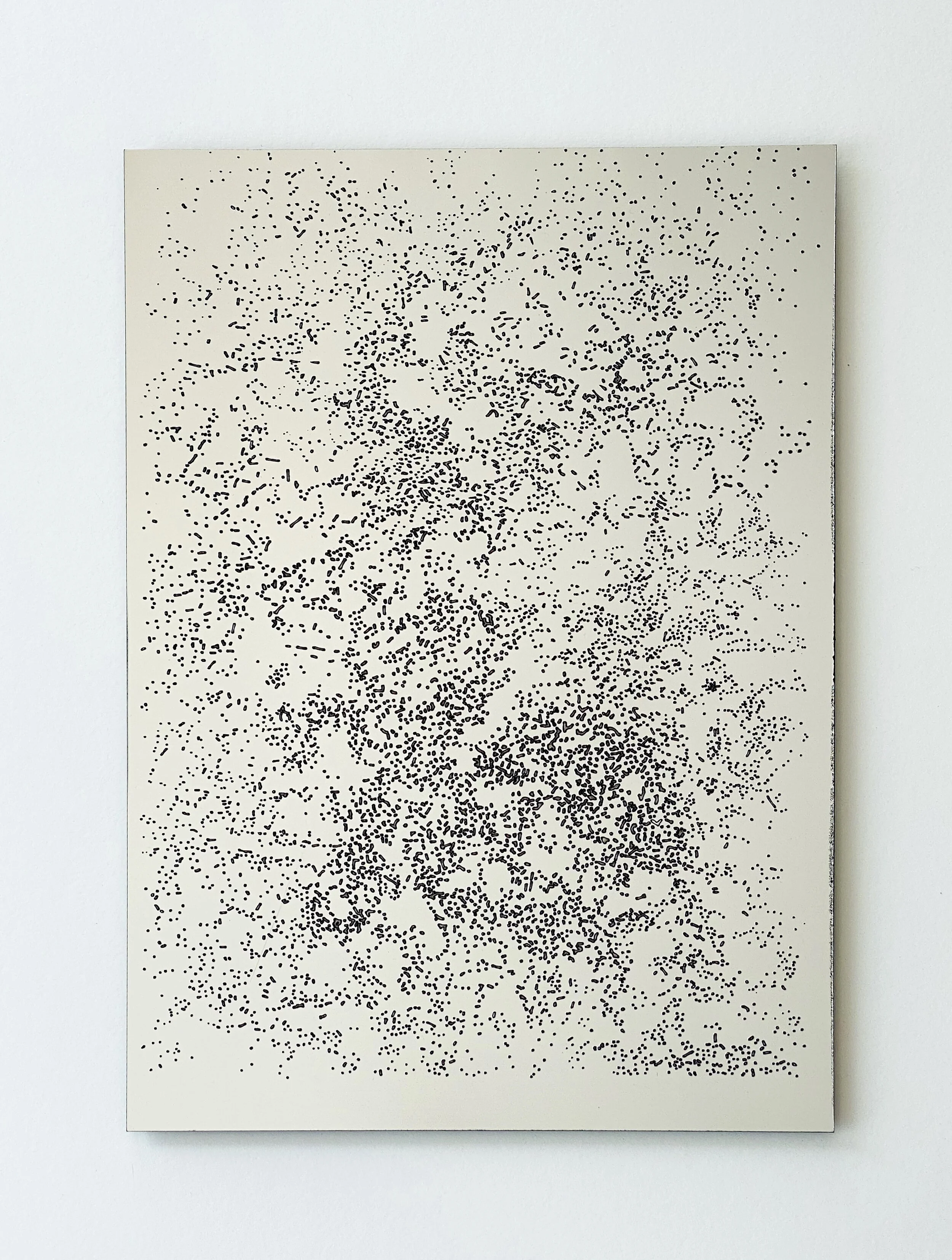 Vestigium Pulvis [Argenti], 2020 etched brushed aluminium laminate on black acrylic 4/5 each @ 297 x 420mm