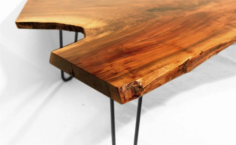 Live Edge Wood Detail with Modern Hairpin Legs