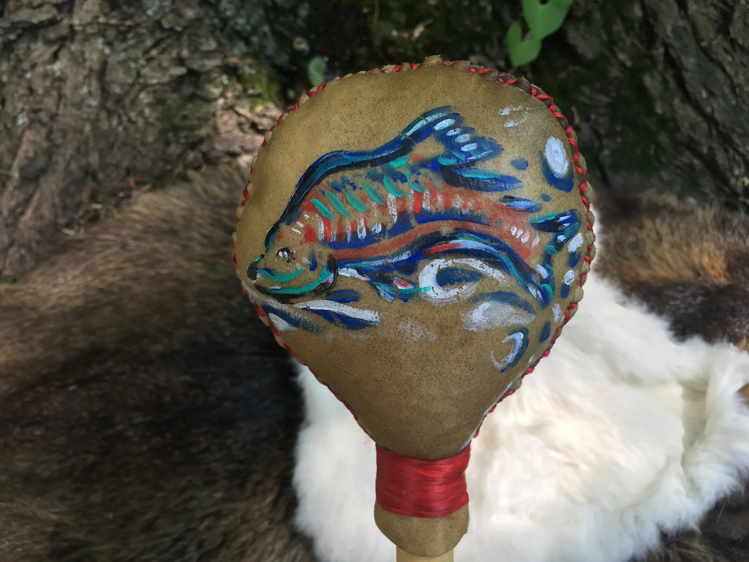 Salmon--Large Painted Rattle