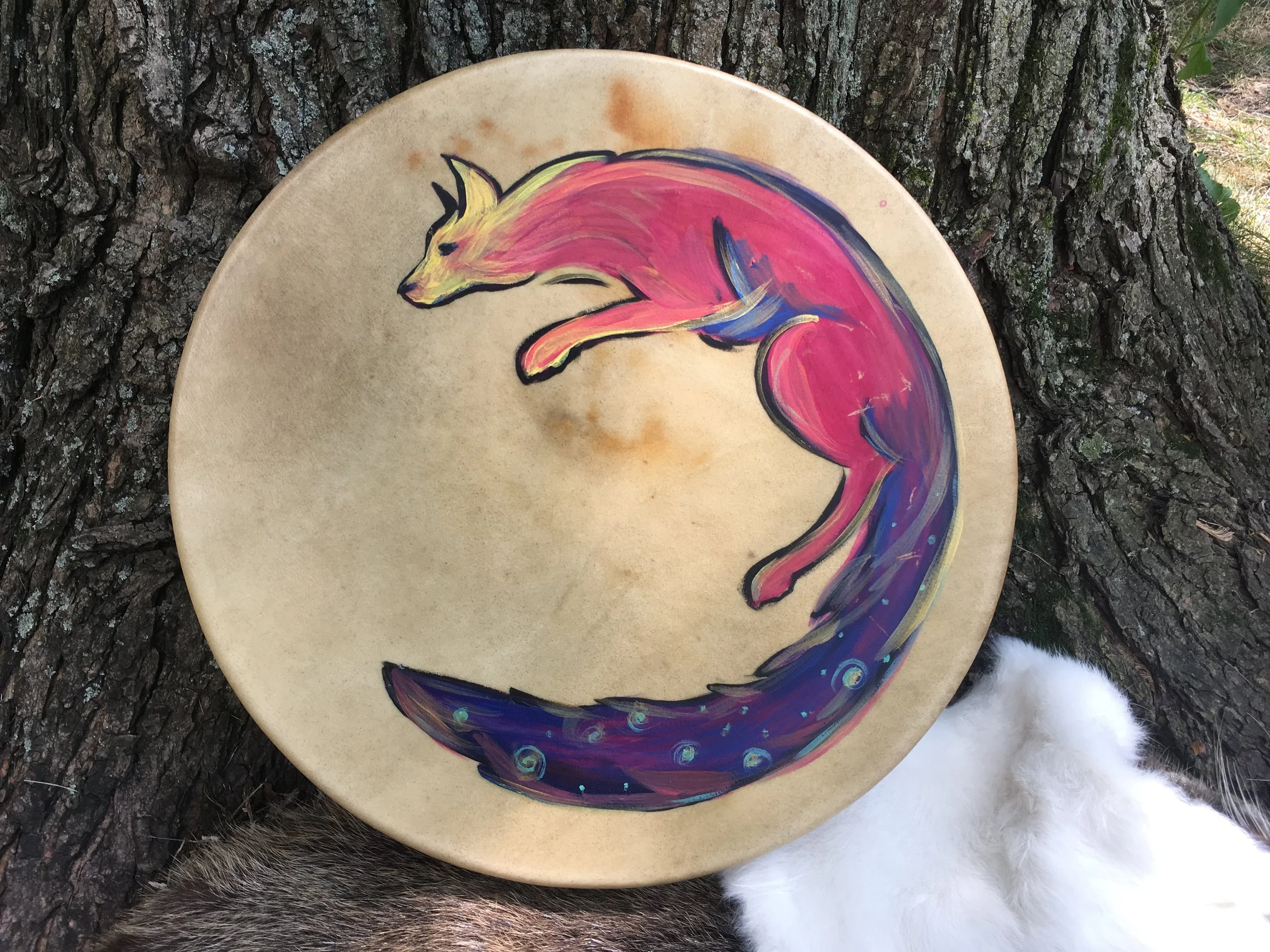 Mythic Fox--Painted 15" Drum
