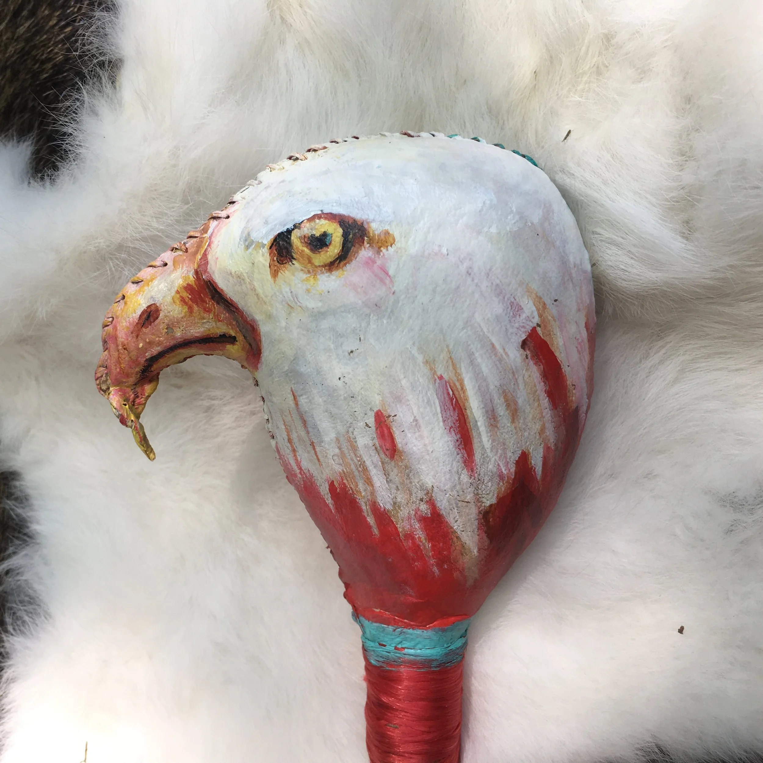 Eagle Head--Large Painted Rattle