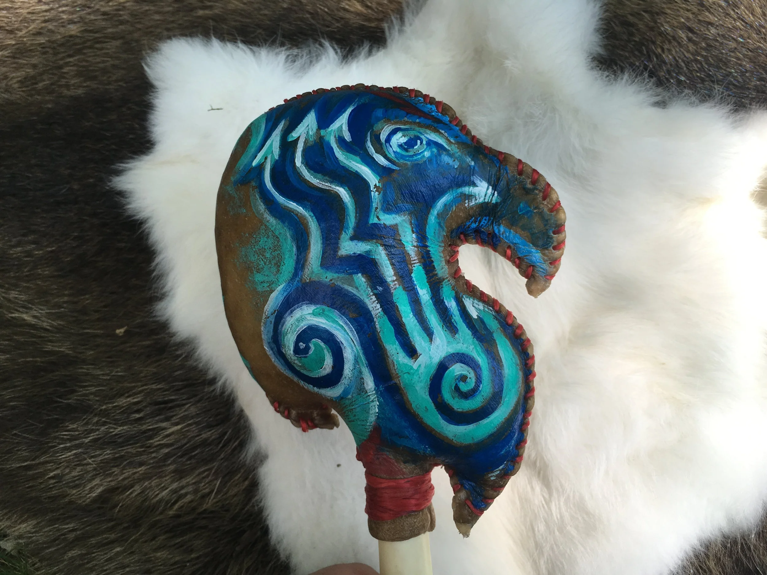 Eagle Head--Large Painted Rattle
