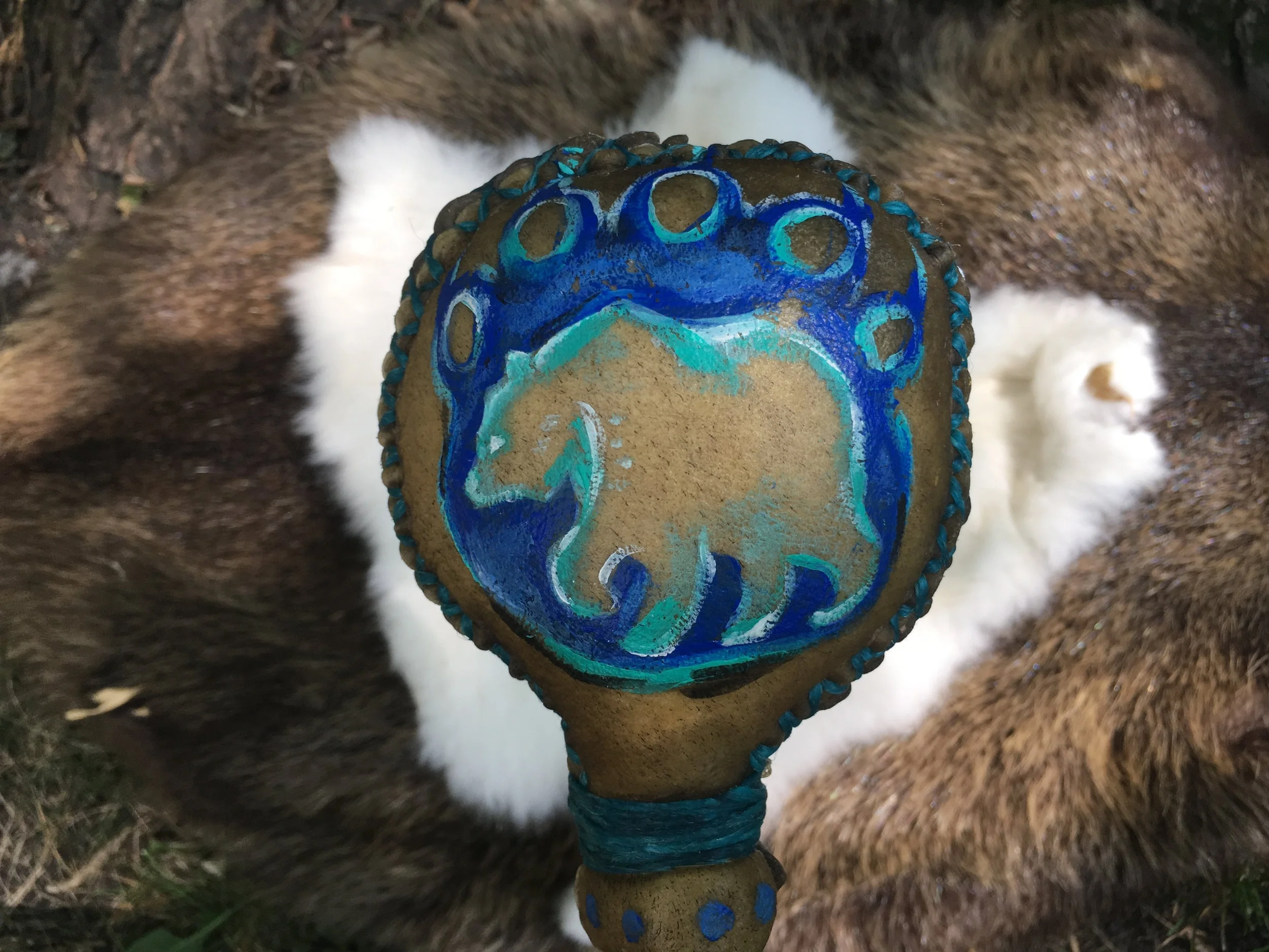 Bear Paw--Large Painted Rattle