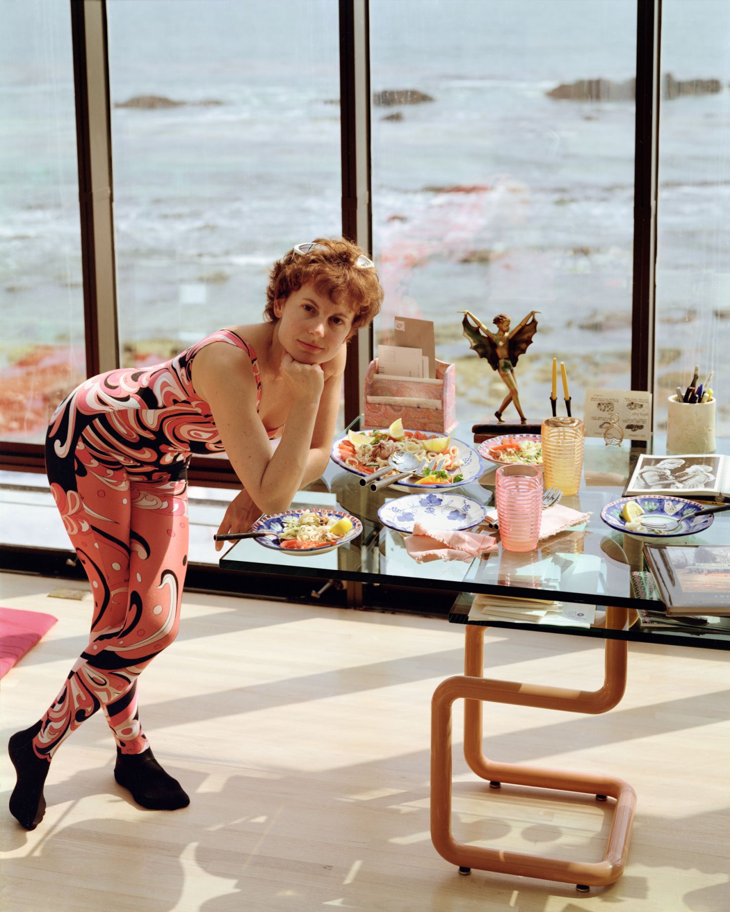 A Woman at Home in Malibu After Exercising, California August 1987