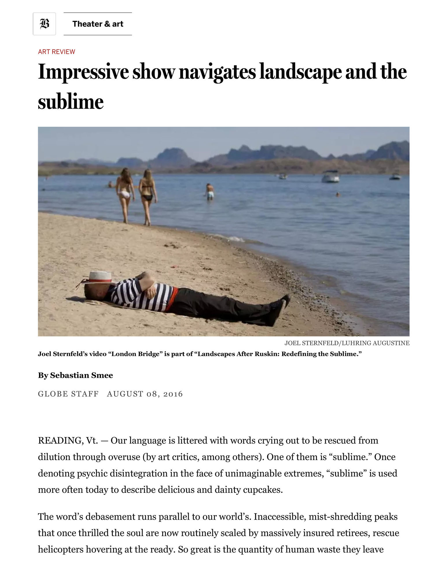 Impressive show navigates landscape and the sublime, by Sebastian Smee. 