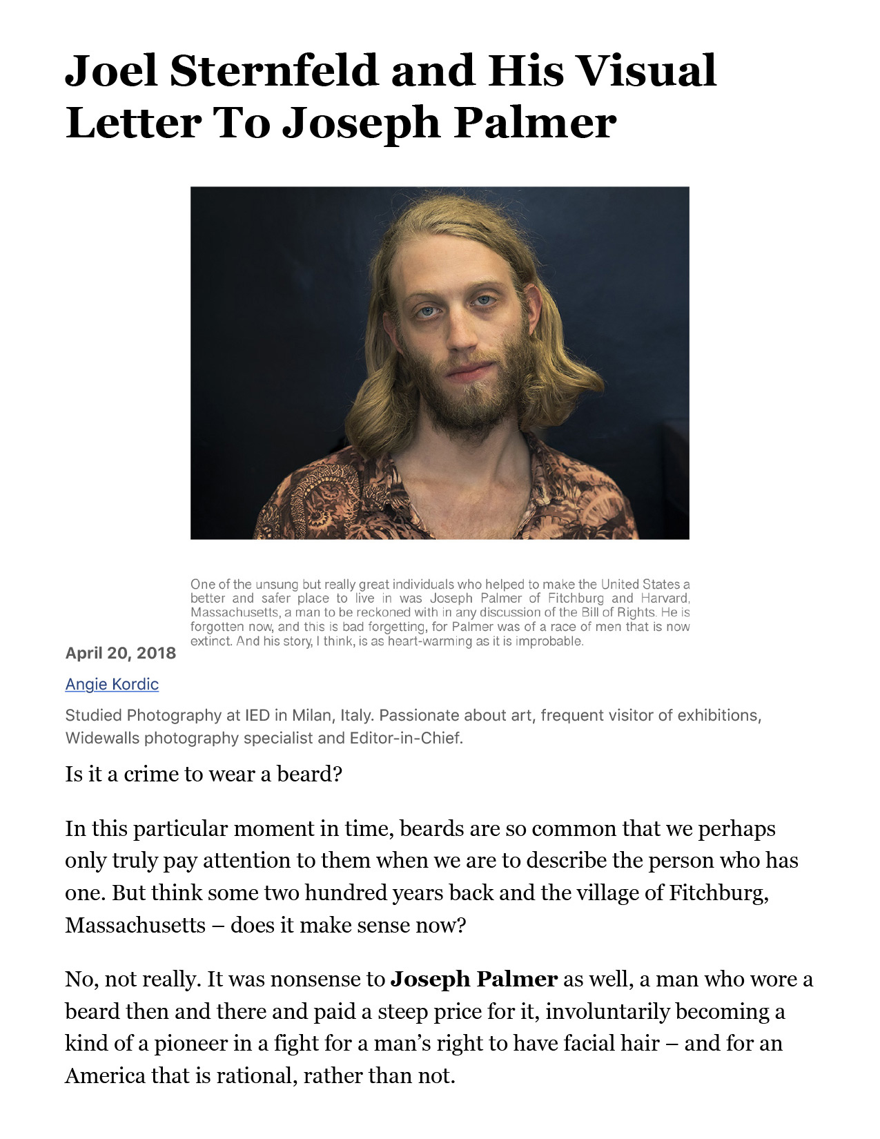 Joel Sternfeld and His Visual Letter To Joseph Palmer