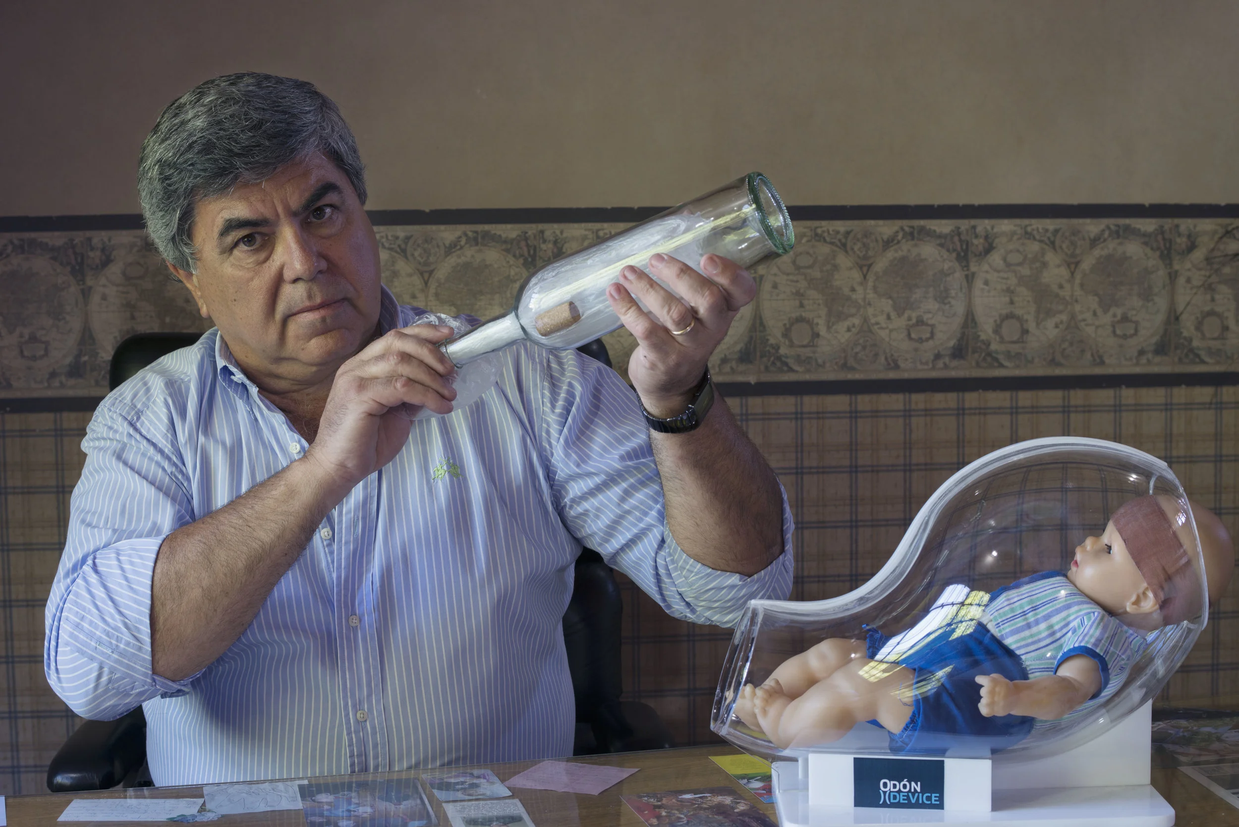 Car mechanic Jorge Odón demonstrating a technique of removing a cork from a wine bottle which was was the inspiration for his lifesaving birthing device, Buenos Aires, Argentina Youtube was invented in 2005 as a video-sharing website by a group of employees of the online payment company PayPal. The website has now grown to have more than 800 million users and 4 billion video views per day. In 2010, journalist Chris Anderson postulated that Youtube could accelerate human scientific advancement and create "the biggest learning cycle in human history.” After watching a Youtube video demonstrating a method of extracting a cork from a wine bottle without breaking the bottle, Odón dreamt that a similar methodology could be used in instances of difficult childbirth. When he woke the next morning, Odón immediately began to use his daughter’s doll (pictured above) to experiment. The device has now been licensed by Becton Dickinson Corporation and is currently in product development. It is expected to save millions of lives in the developing world and reduce countless caesareans in the developed world each year.