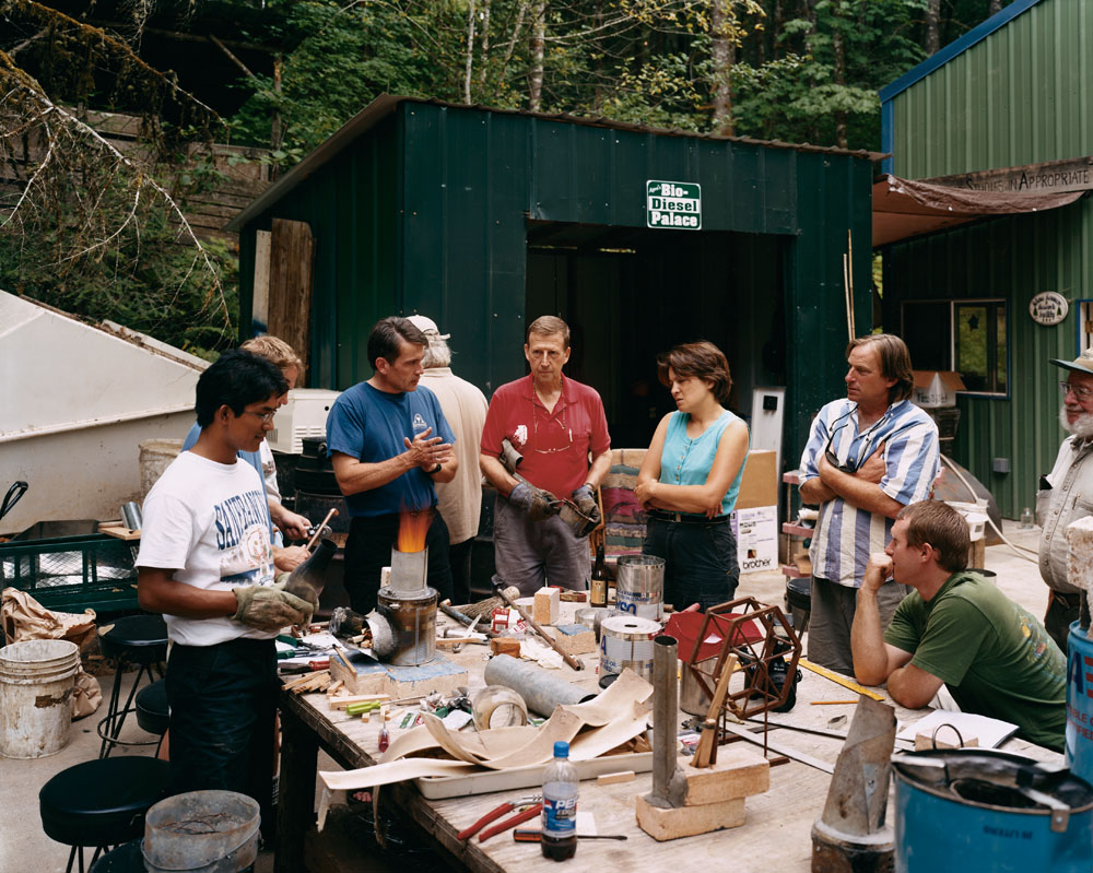 A Rocket Stove development workshop, Aprovecho Research Center, Cottage Grove, Oregon, August 2004.