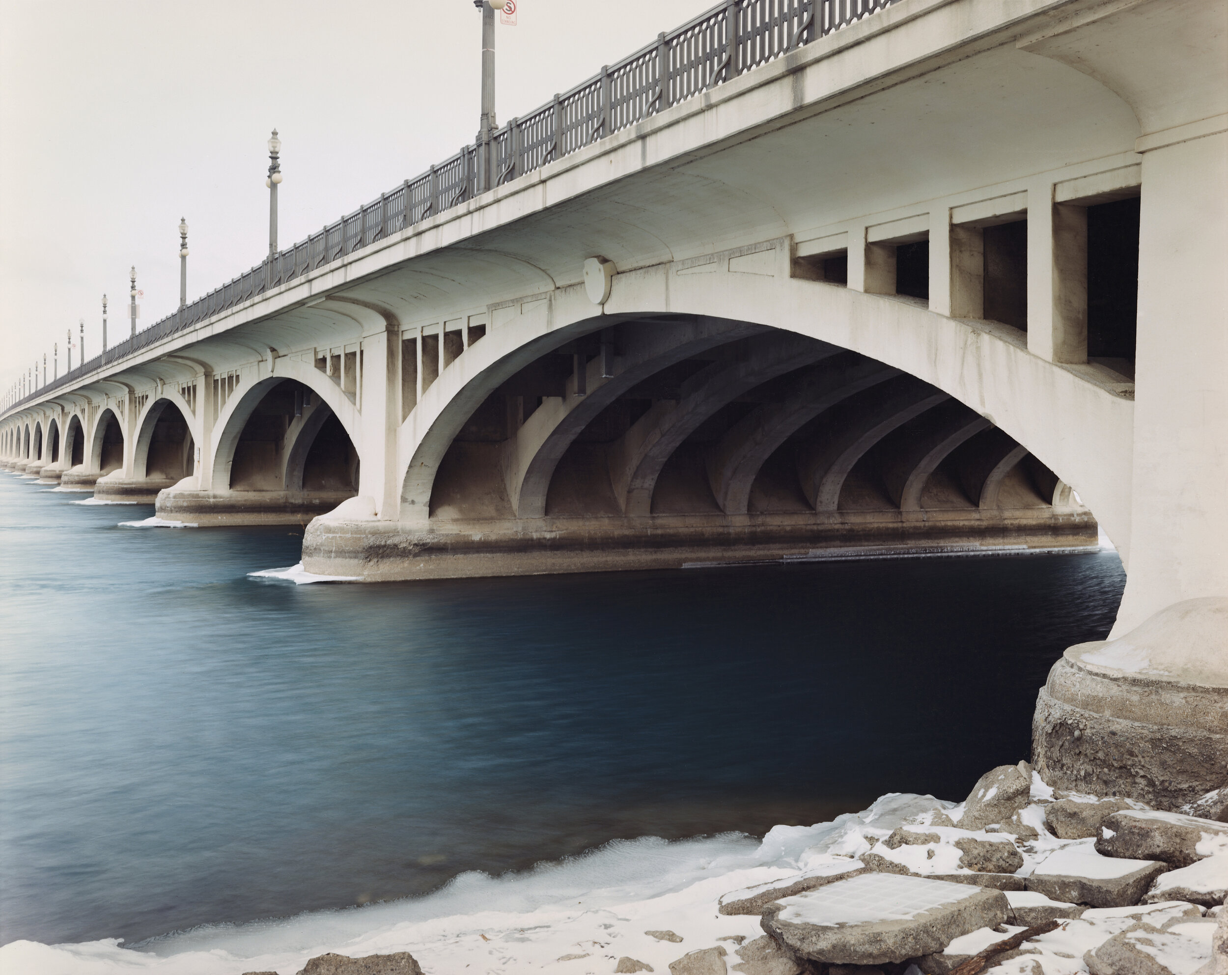The Detroit River at General MacArthur Bridge, Detroit, Michigan, January 1996