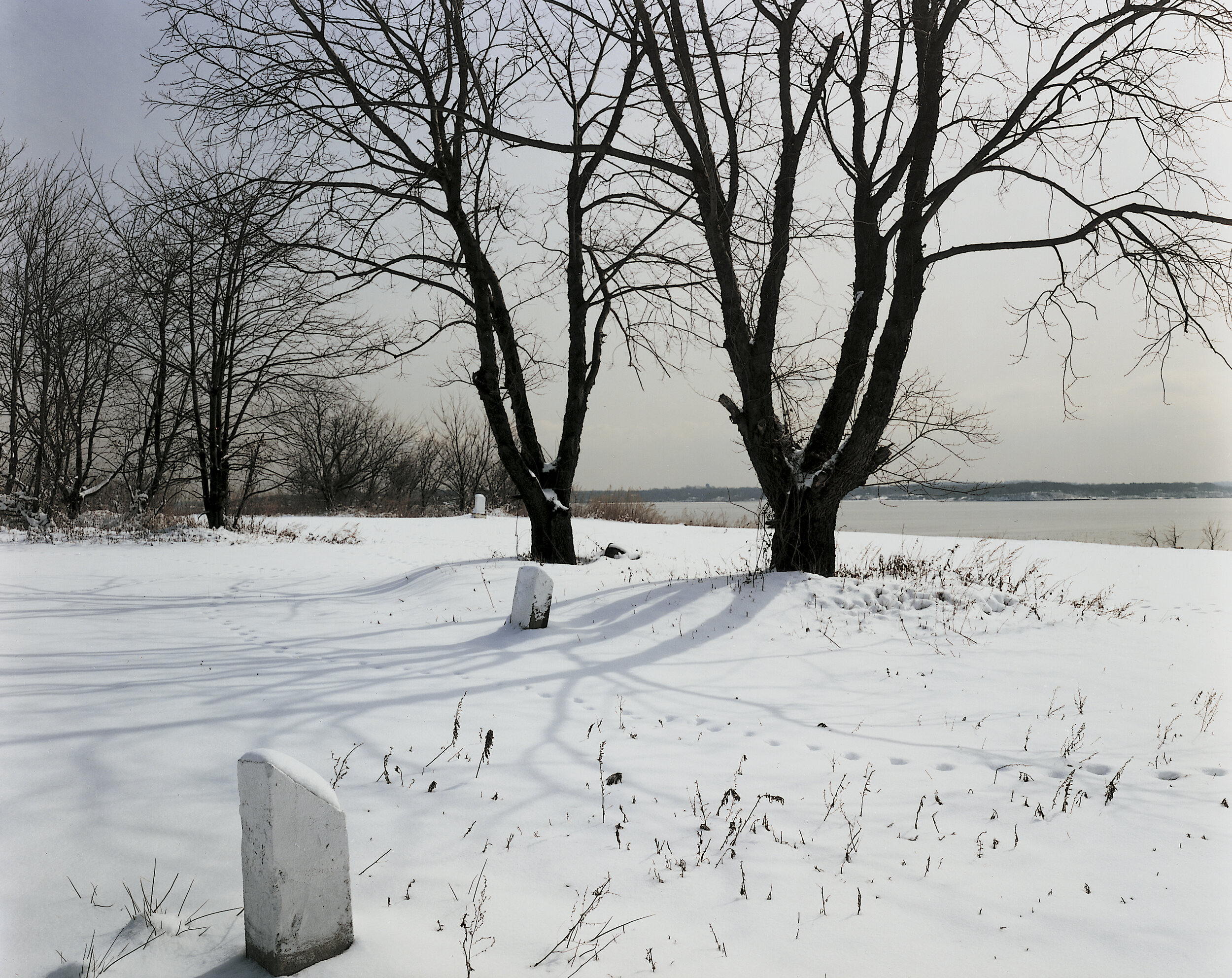 Looking northeast from Cemetery Hill toward Long Island Sound after a snowfall, February 1993