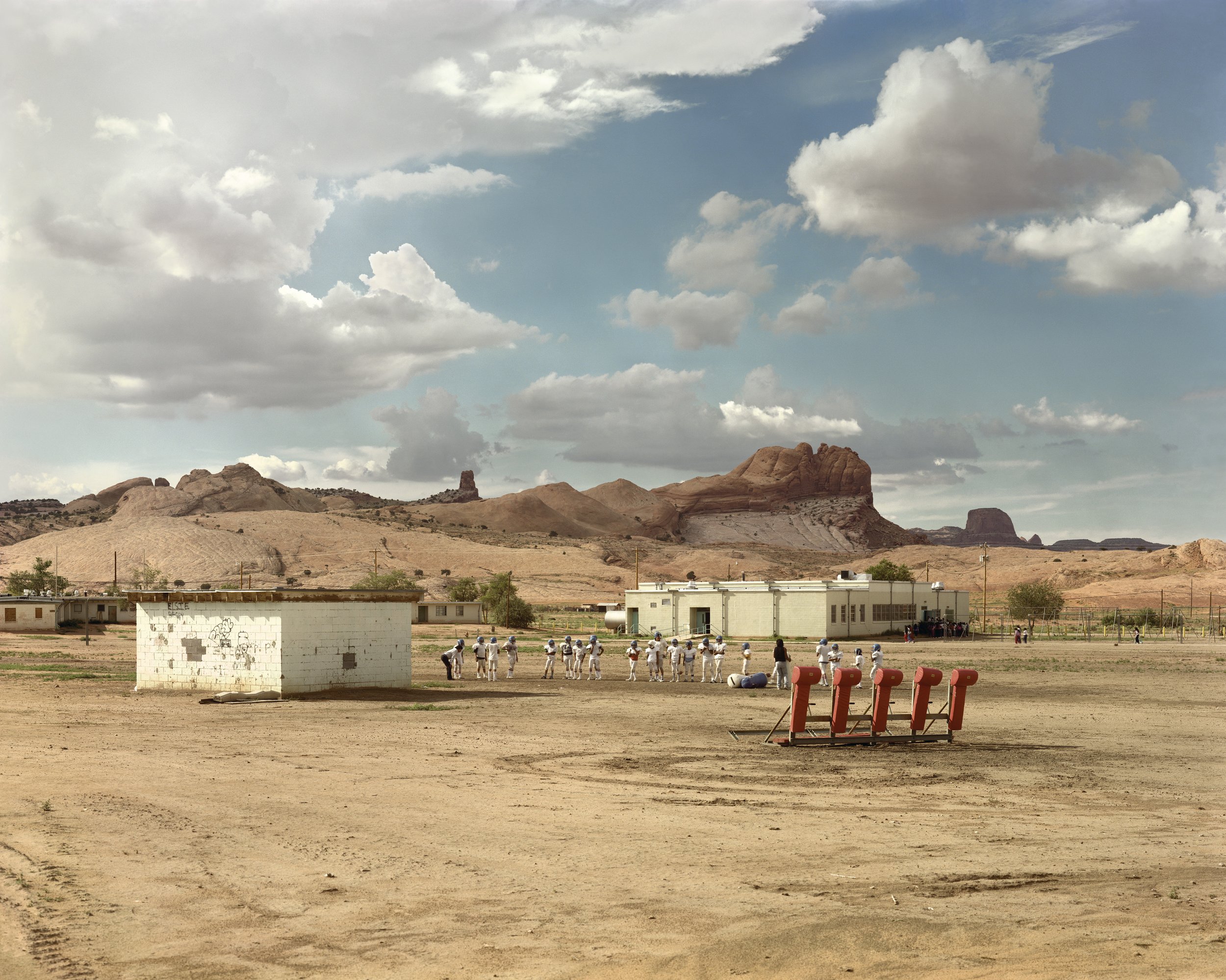 The Eagles of Kayenta Junior High School at Football Practice, Kayenta, Arizona, Navajo Nation, August 1986