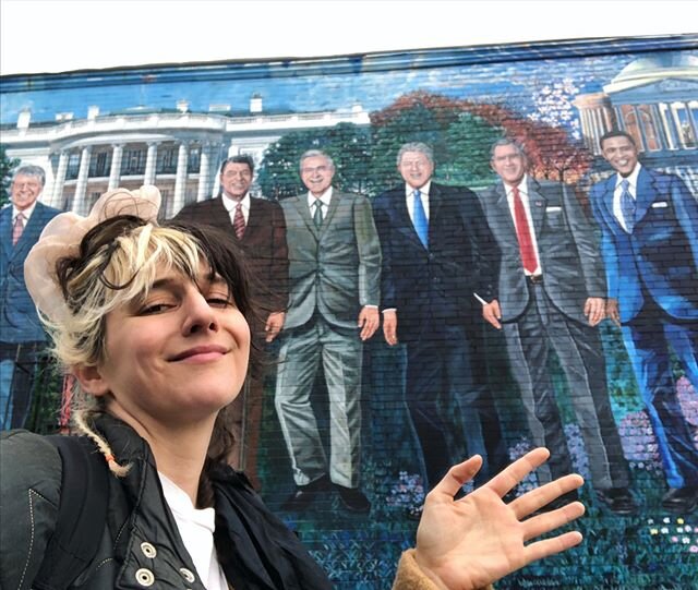 Tonight @songbyrddc 🦋 Come by for a show. And maybe a kick line by these fantastic suited men i found on the side of this building. Show starts at 8. 🦋